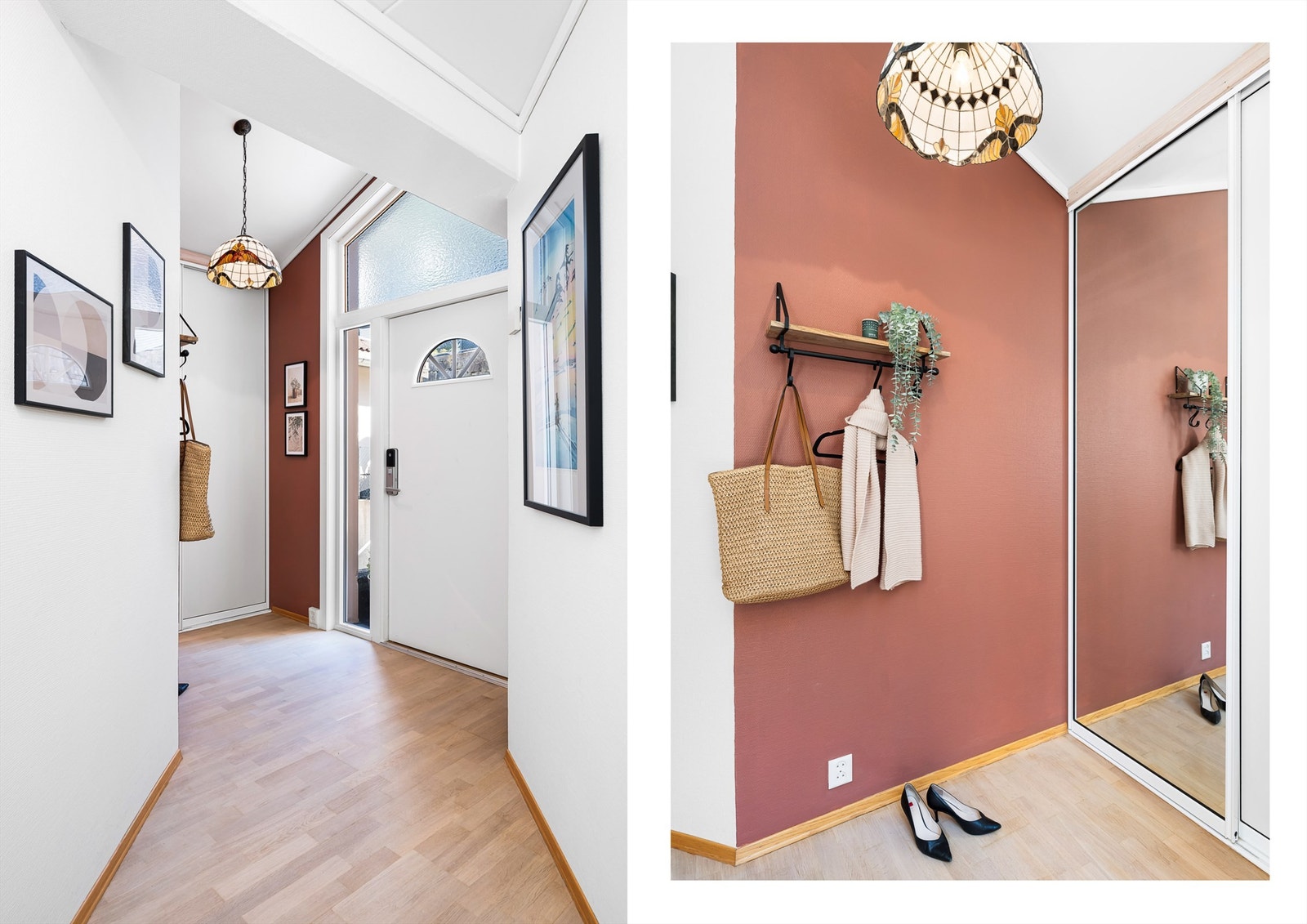 Entrè/gang med god takhøyde og skyvedørs garderobe med godt med oppbevaringsplass. Galleribilde