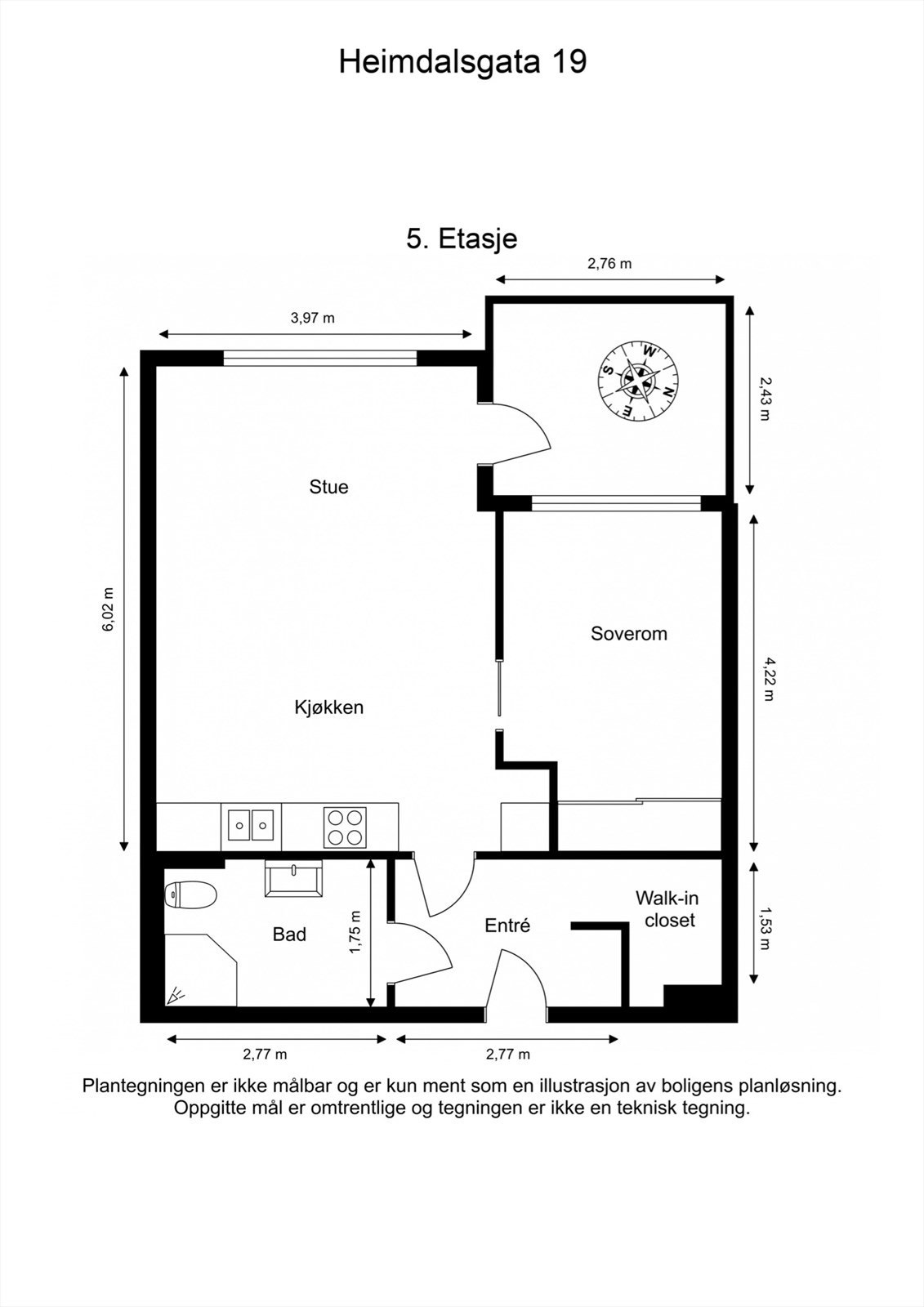 Plantegning. Boligen disponerer i tillegg en kjellerbod på 4m2 Galleribilde