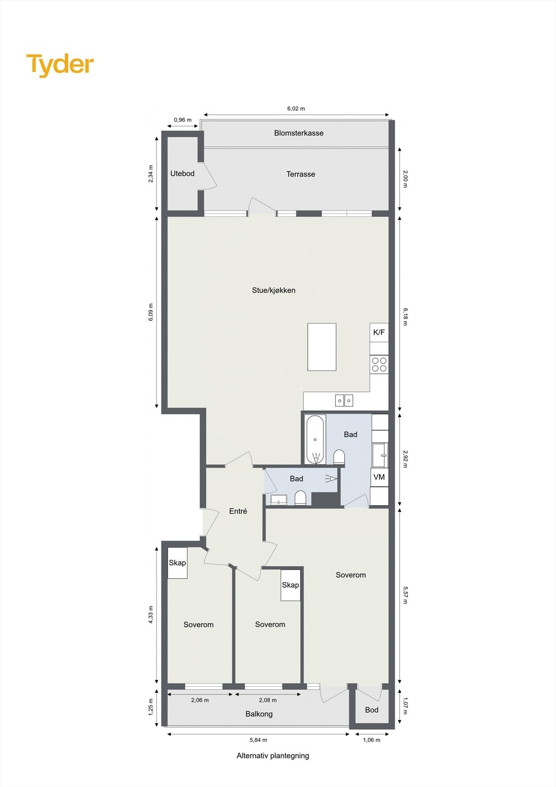 Alternativ planløsning. Galleribilde