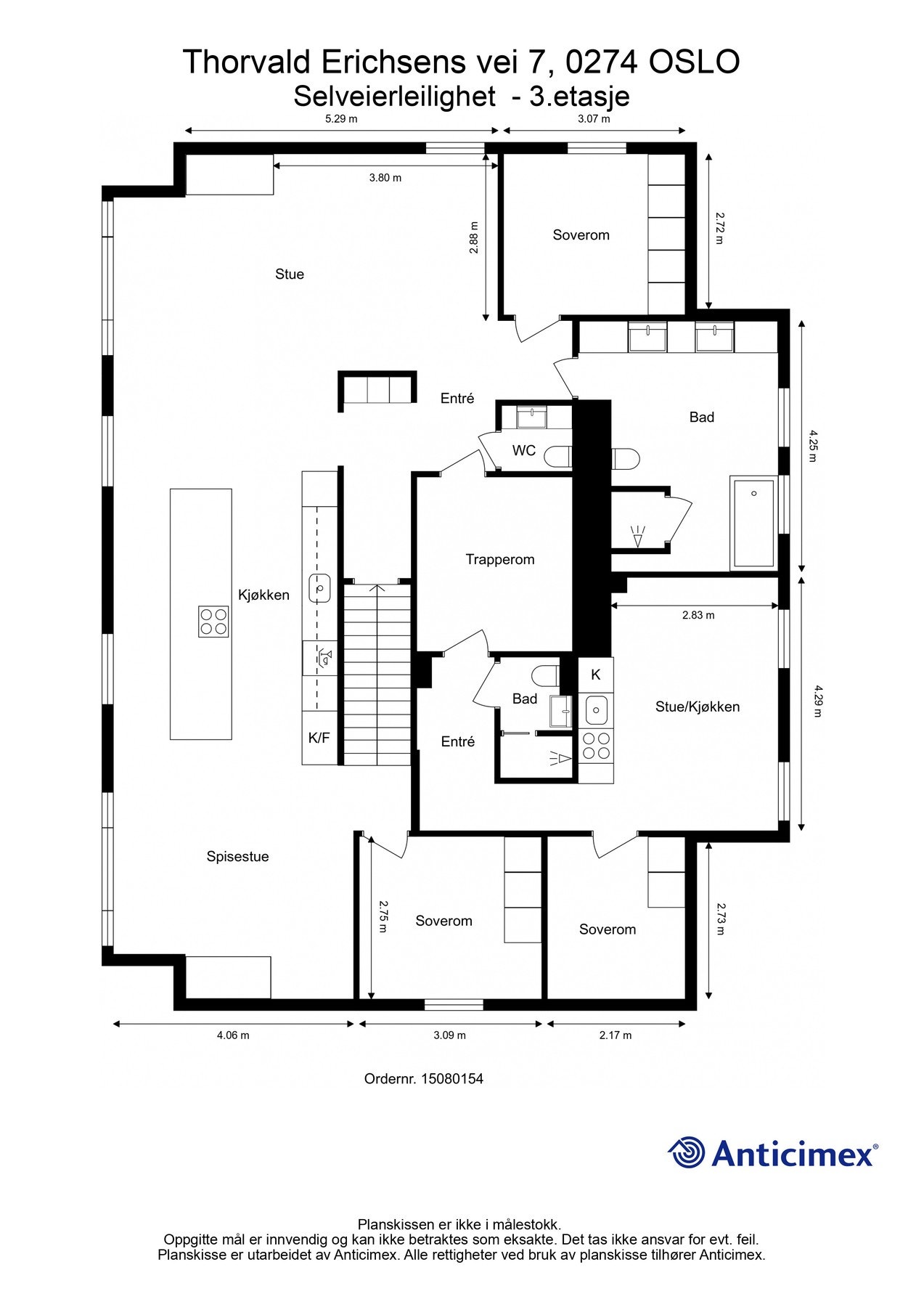Planskisse Thorvald Erichsens vei 7, snr. 5 - 3. etasje. Galleribilde
