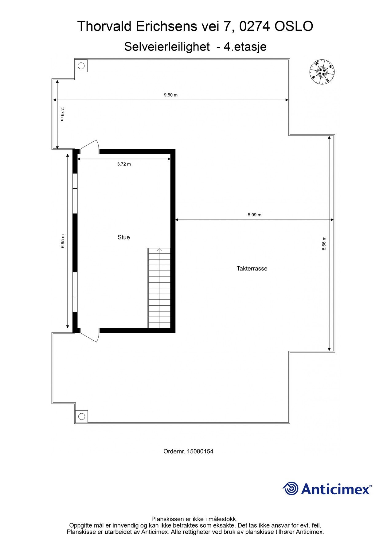Planskisse Thorvald Erichsens vei 7, snr. 5 - 4. etasje. Galleribilde
