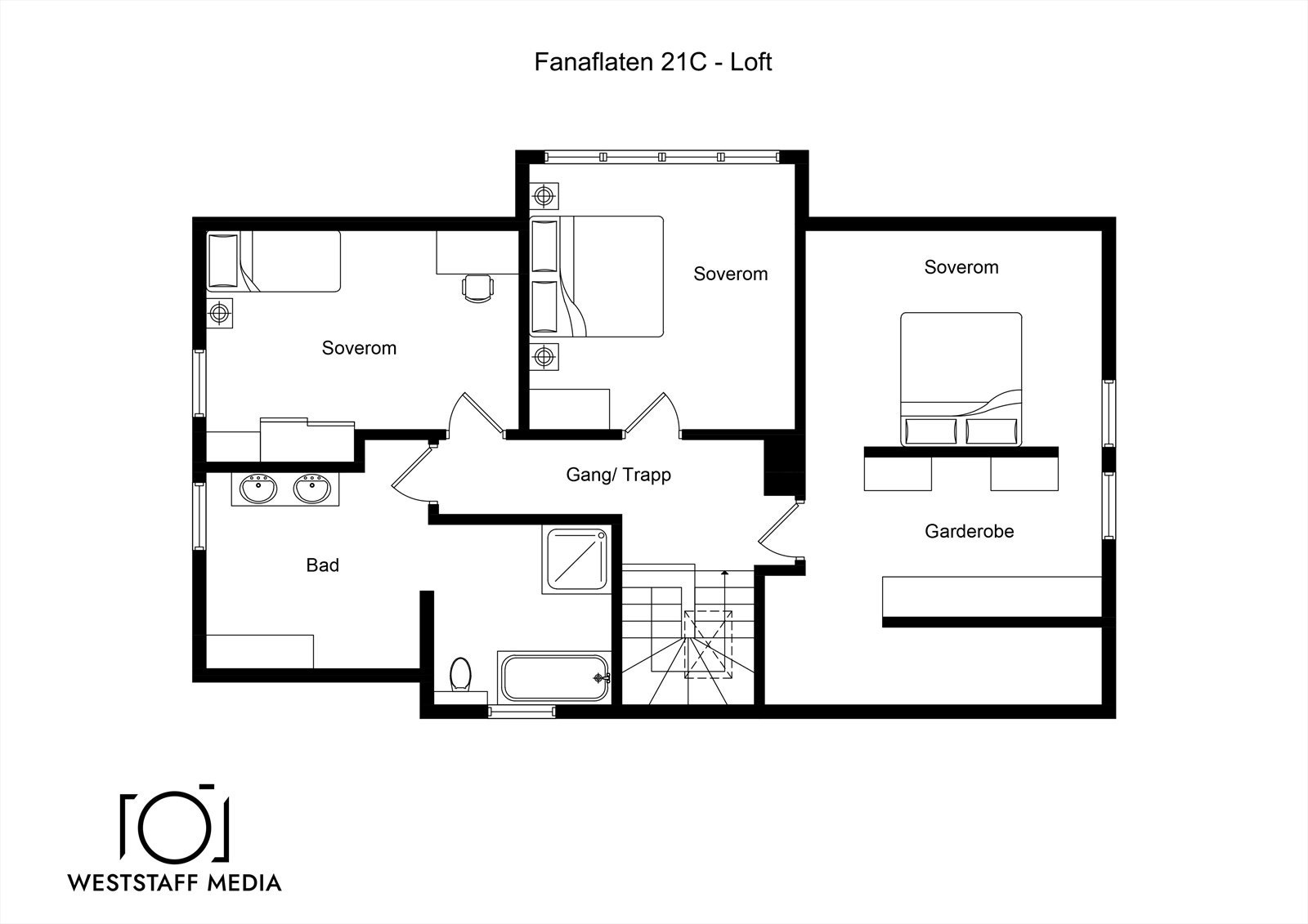 Planskisse loftsetasje. Galleribilde