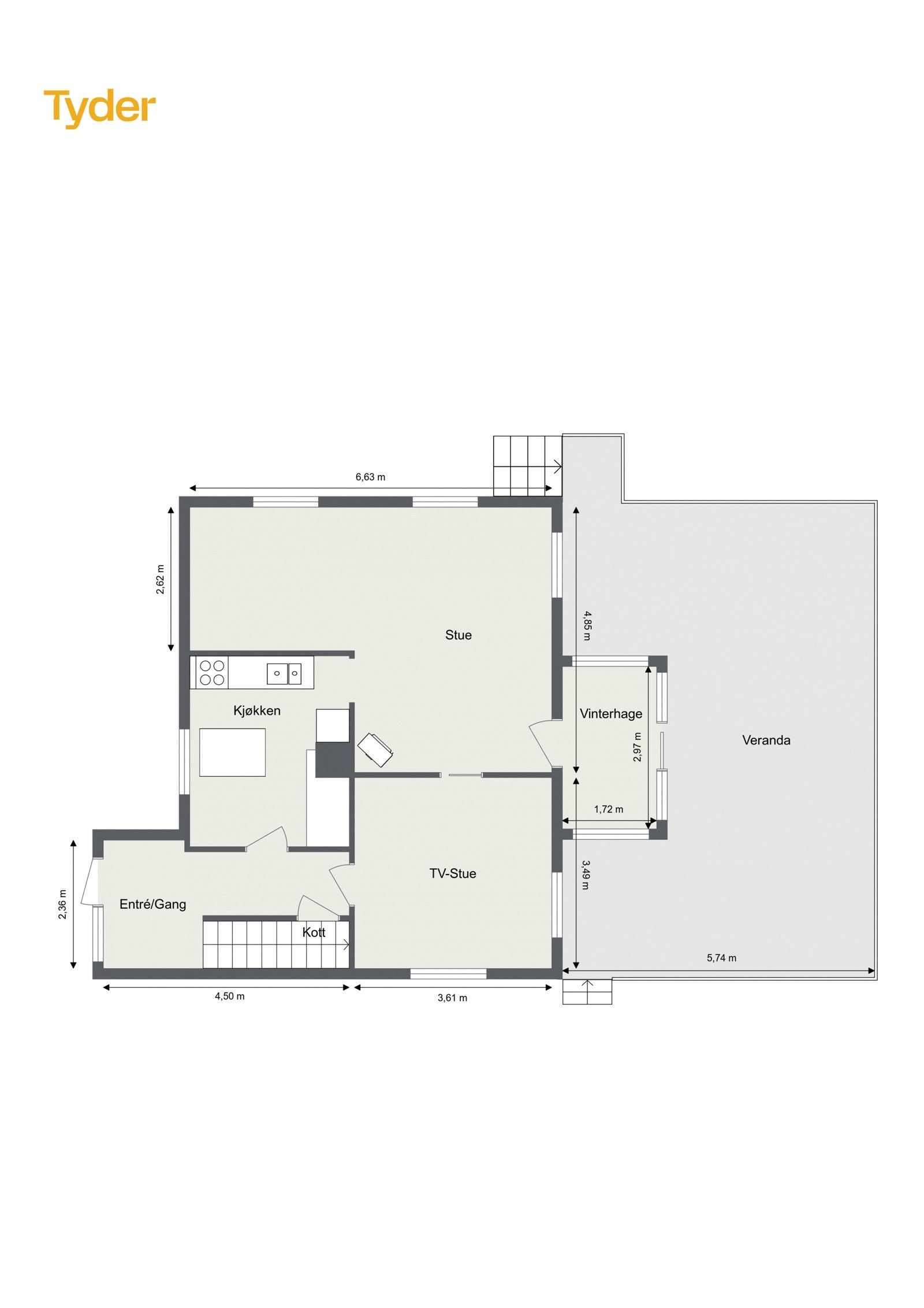 Hovedhus - 1. etasje - Plantegning Galleribilde