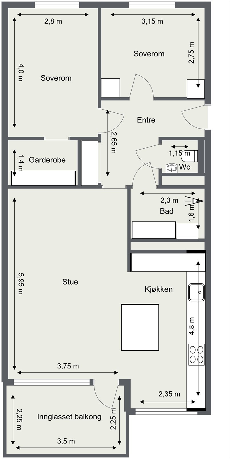 Plantegning med mål Galleribilde