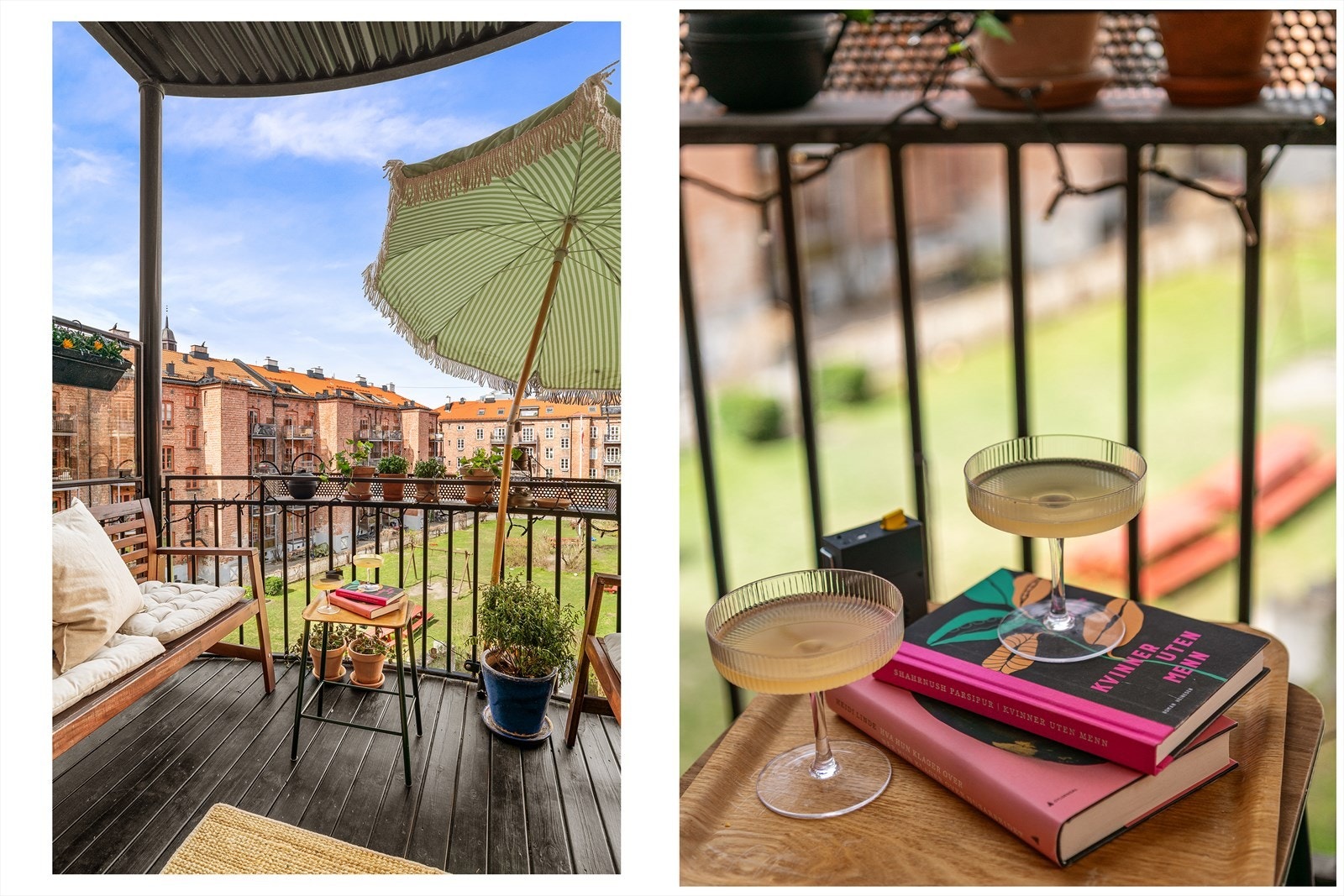 Sommer = Balkong, balkong, balkong! Her spiser vi frokost, lunsj, brunsj, middag, og drikker drinker eller vin på kvelden. Galleribilde