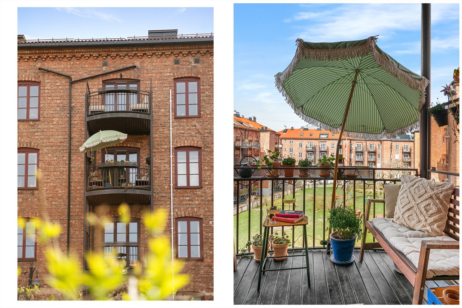 Når sola går ned i bakgården, kommer sola på balkongen. Perfekt å få kveldssola etter ungene har lagt seg. Med tak over balkongen kan du også oppholde deg utendørs på gråværsdager. Galleribilde