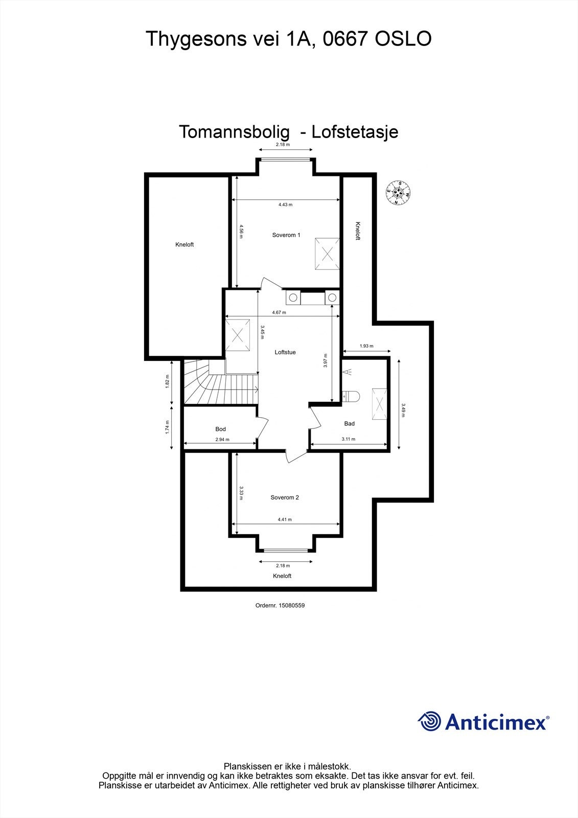 Loftsetasjen er en egen, privat sone med loftstue, to soverom, bad og bod. Galleribilde
