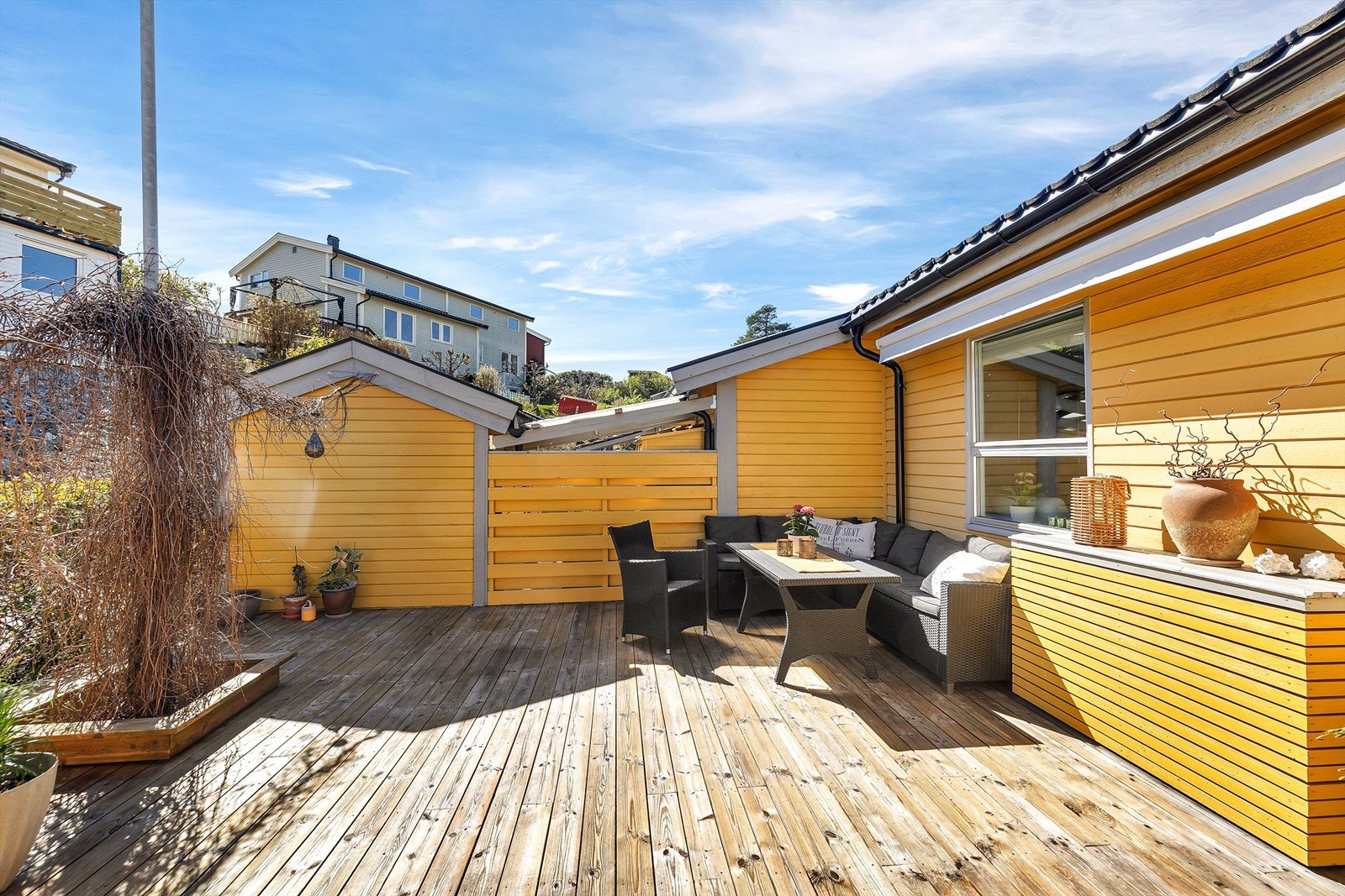 Formiddagssol på terrassen. Galleribilde
