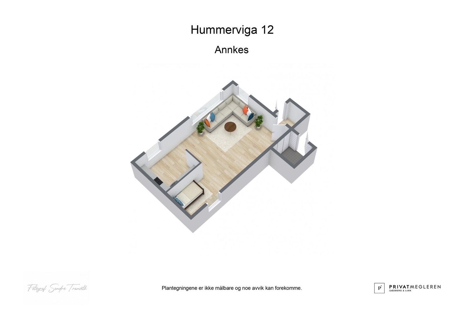 3D plantegning av gjestehytta - laget av fotograf Galleribilde