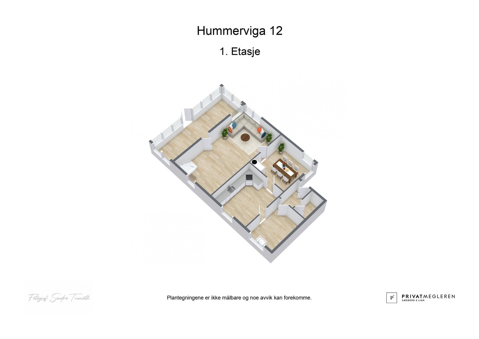 3D plantegning 1.etg i hytta - laget av fotograf Galleribilde