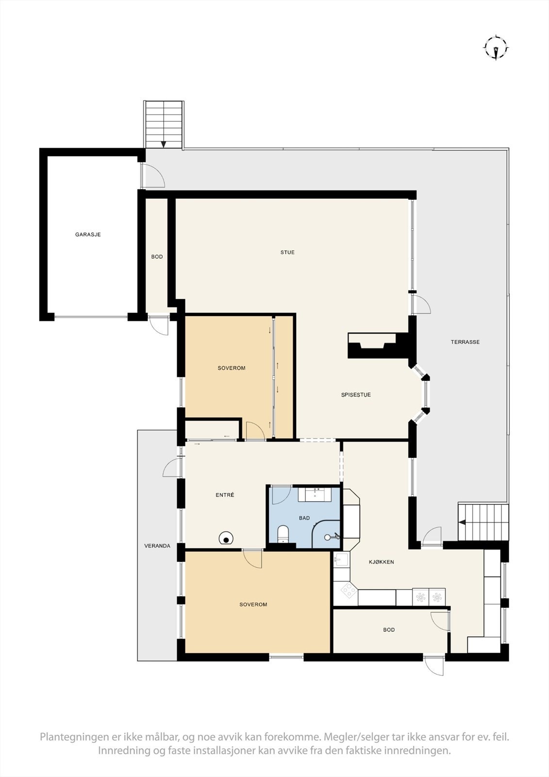 Plantegning av boligens hovedetasje. Galleribilde