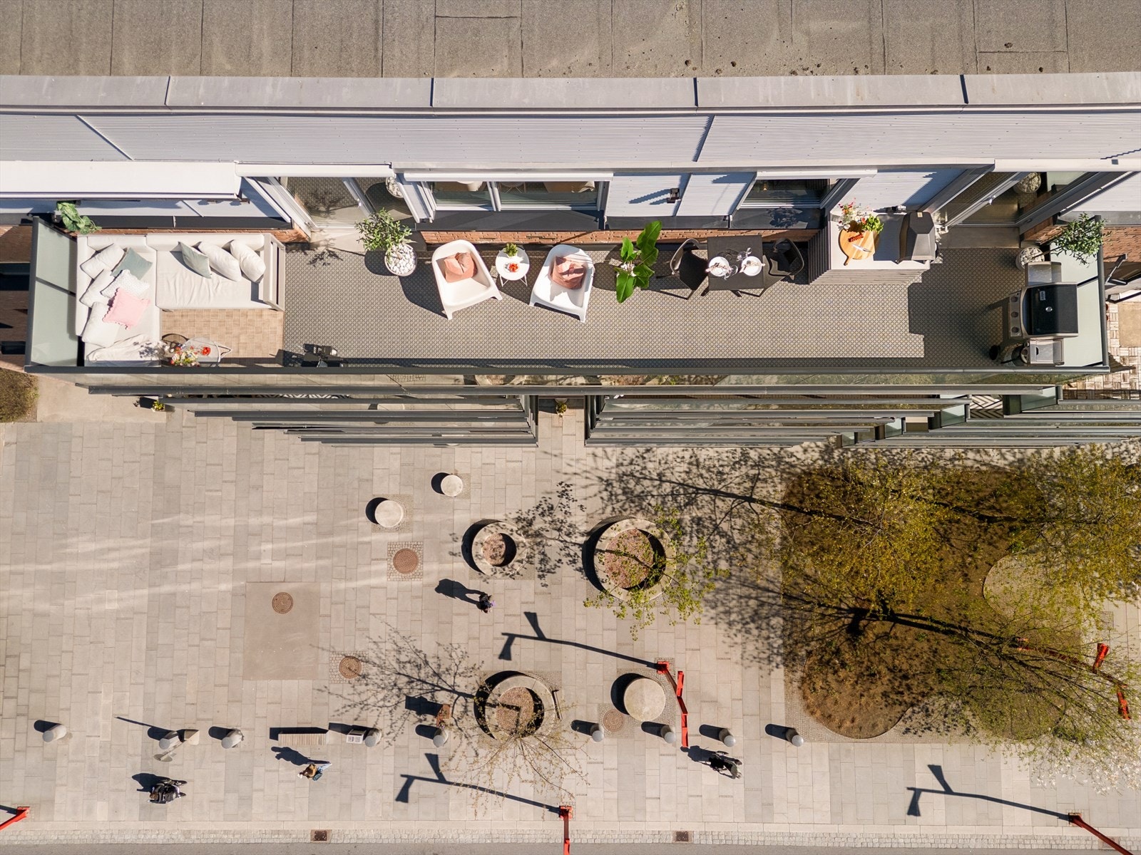 Oversikt over den store balkongen og dens plassering i bygget. Galleribilde