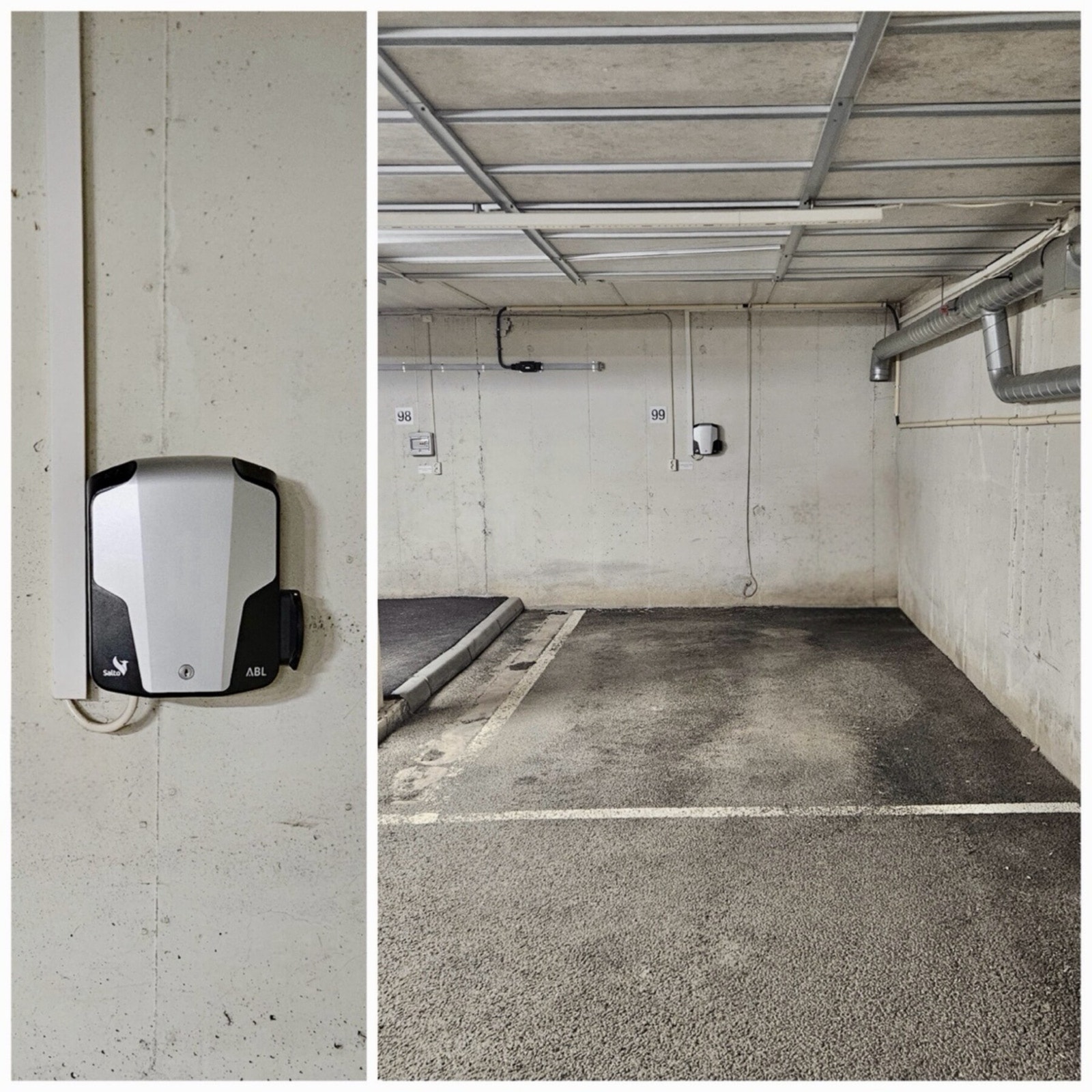 Boligen disponerer egen parkeringsplass med elbillader i felles garasjeanlegg under bygget, Tilhørende bod på ca. 6 kvm ligger rett ved parkeringsplassen. Galleribilde