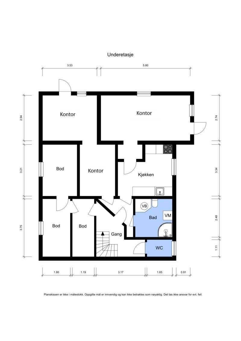 Plantegning - Underetasje. Galleribilde