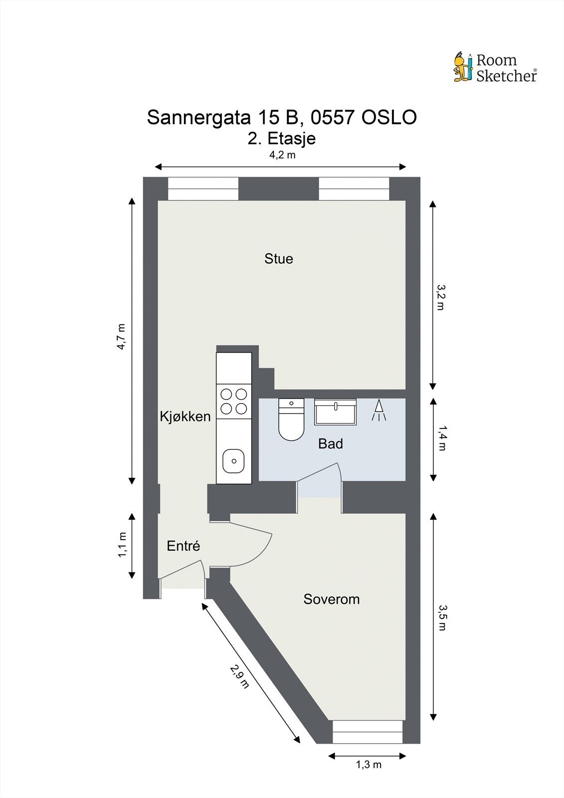 Leiligheten disponerer bod på ca. 1 m² og en bod på ca. 5 m² i kjeller Galleribilde
