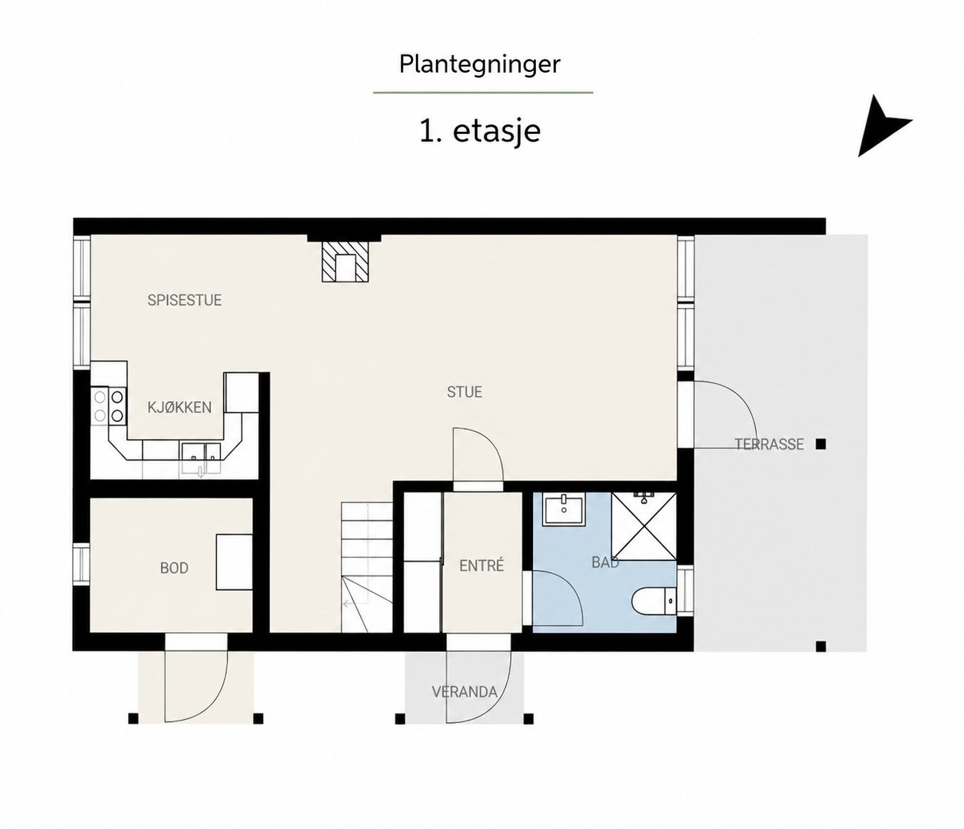 Plantegning 1. etasje Galleribilde