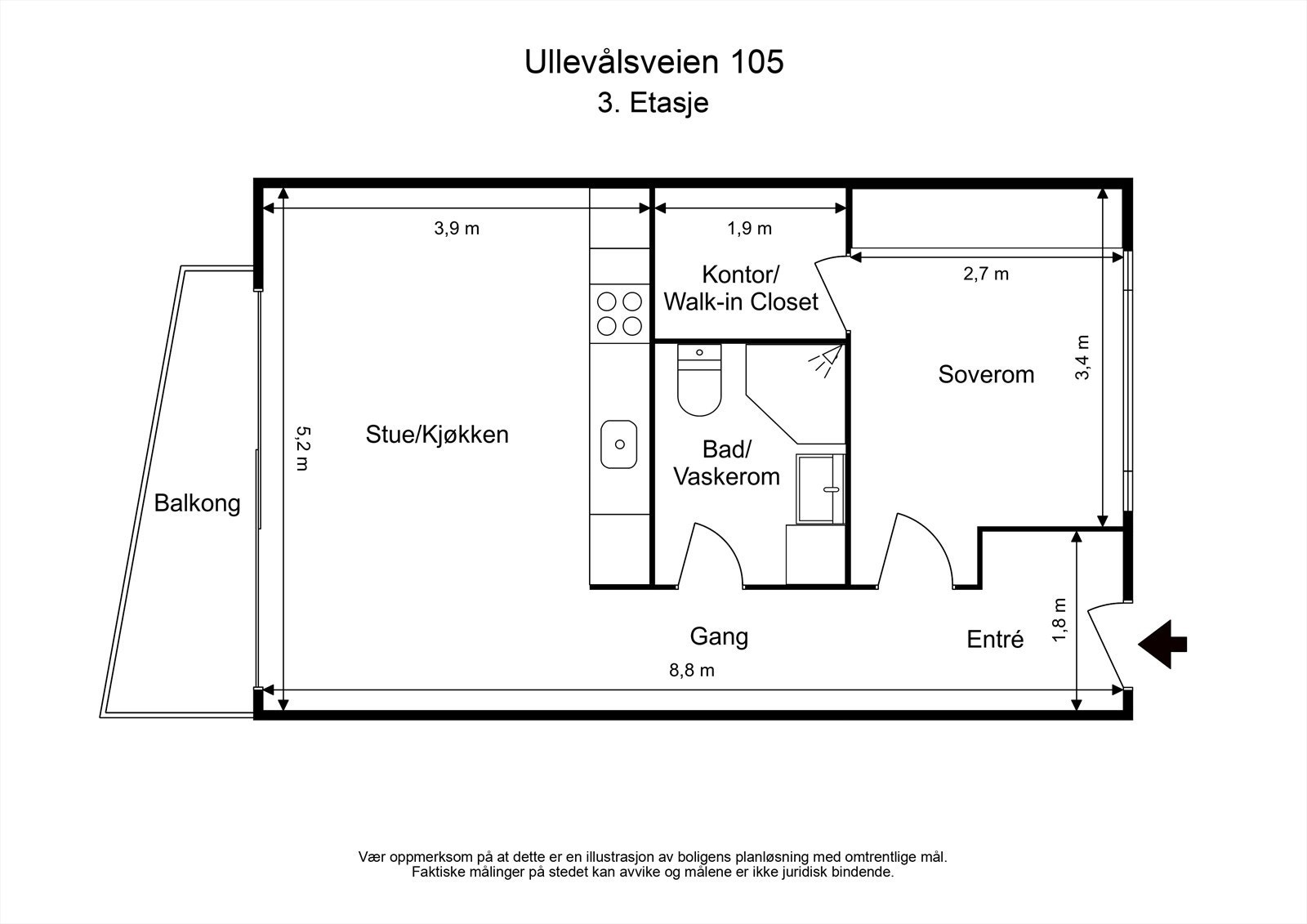 Leiligheten disponerer også en bod på ca. 5 kvm i kjeller Galleribilde