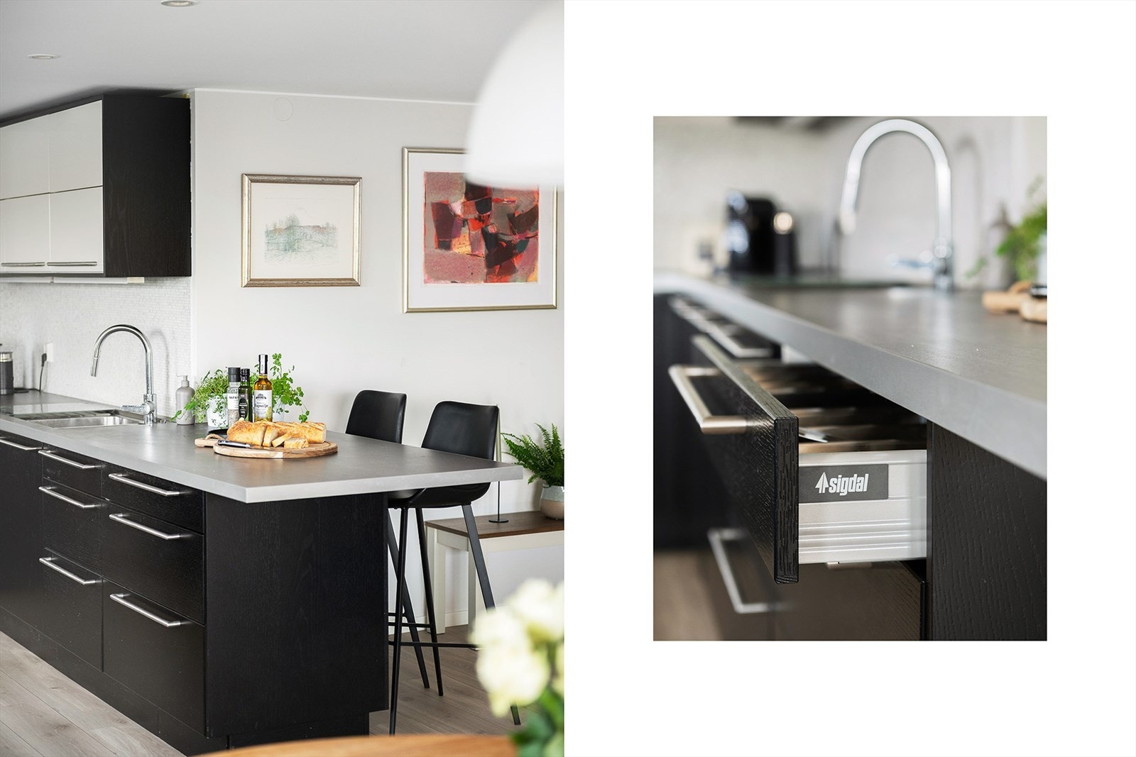 Den integrerte sitteplassen egner seg godt til morgenkaffen, en rask frokost eller hyggelig selskap under matlagingen. Galleribilde