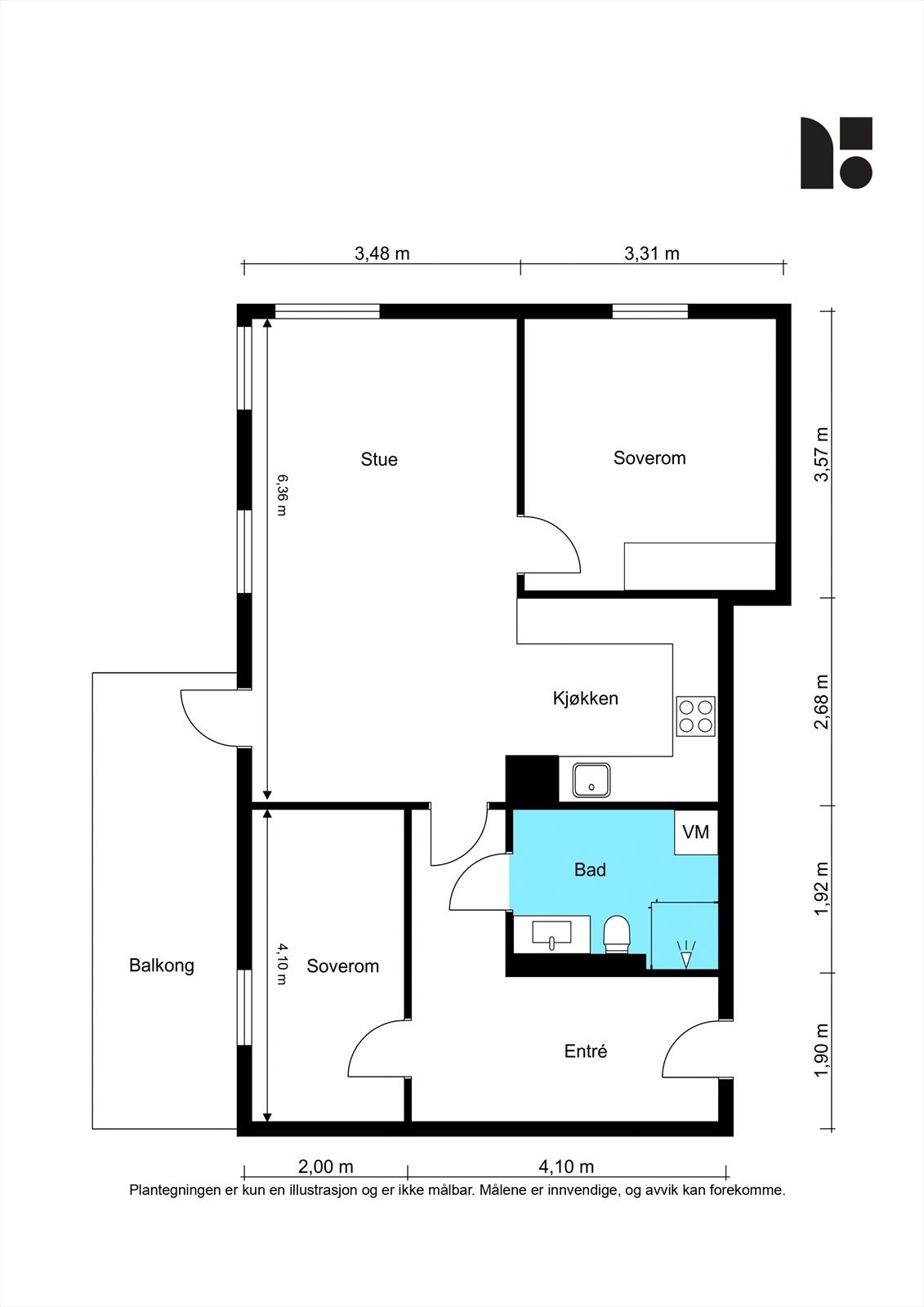 Plantegning 3. etasje Galleribilde