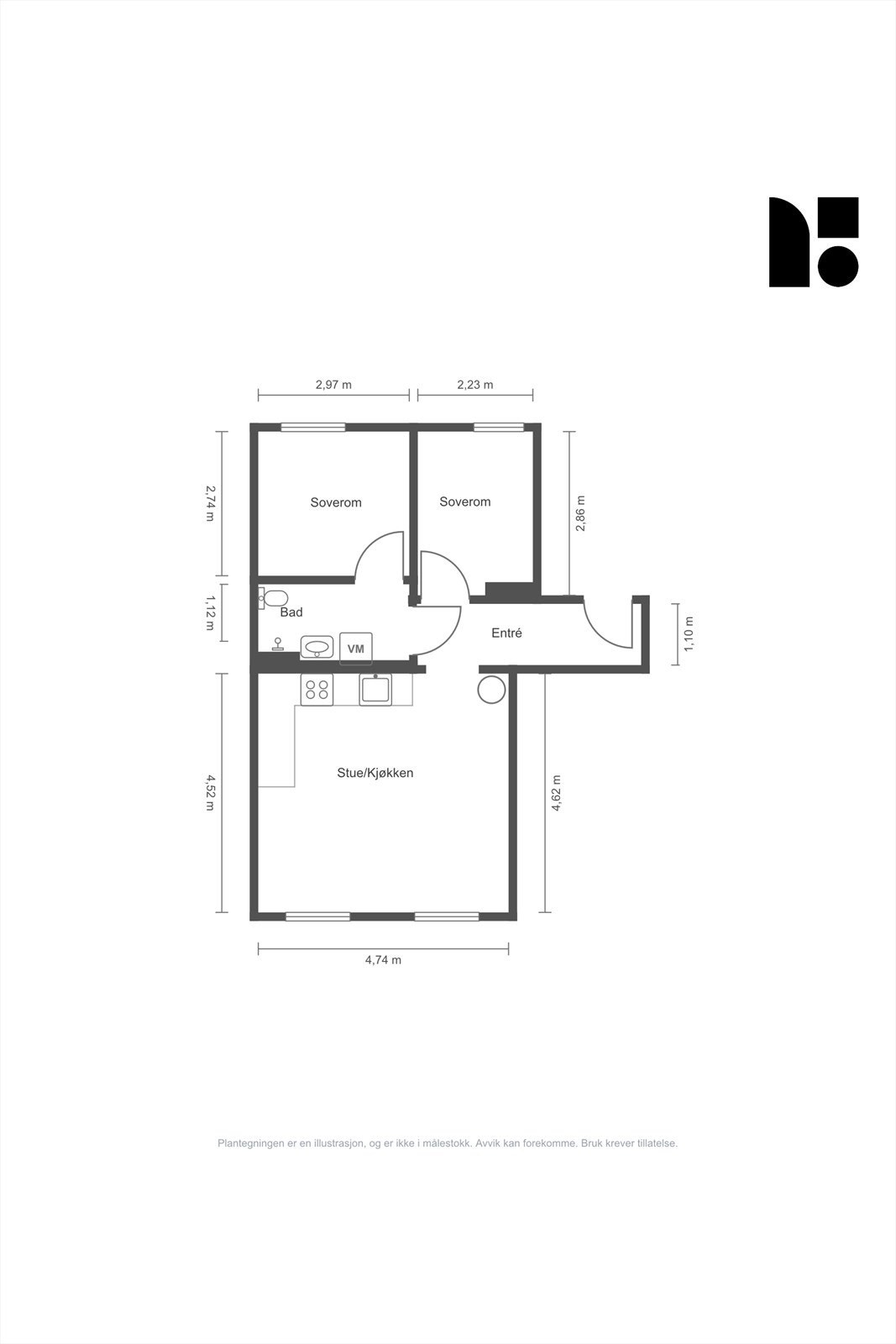 Plantegning med mål Galleribilde