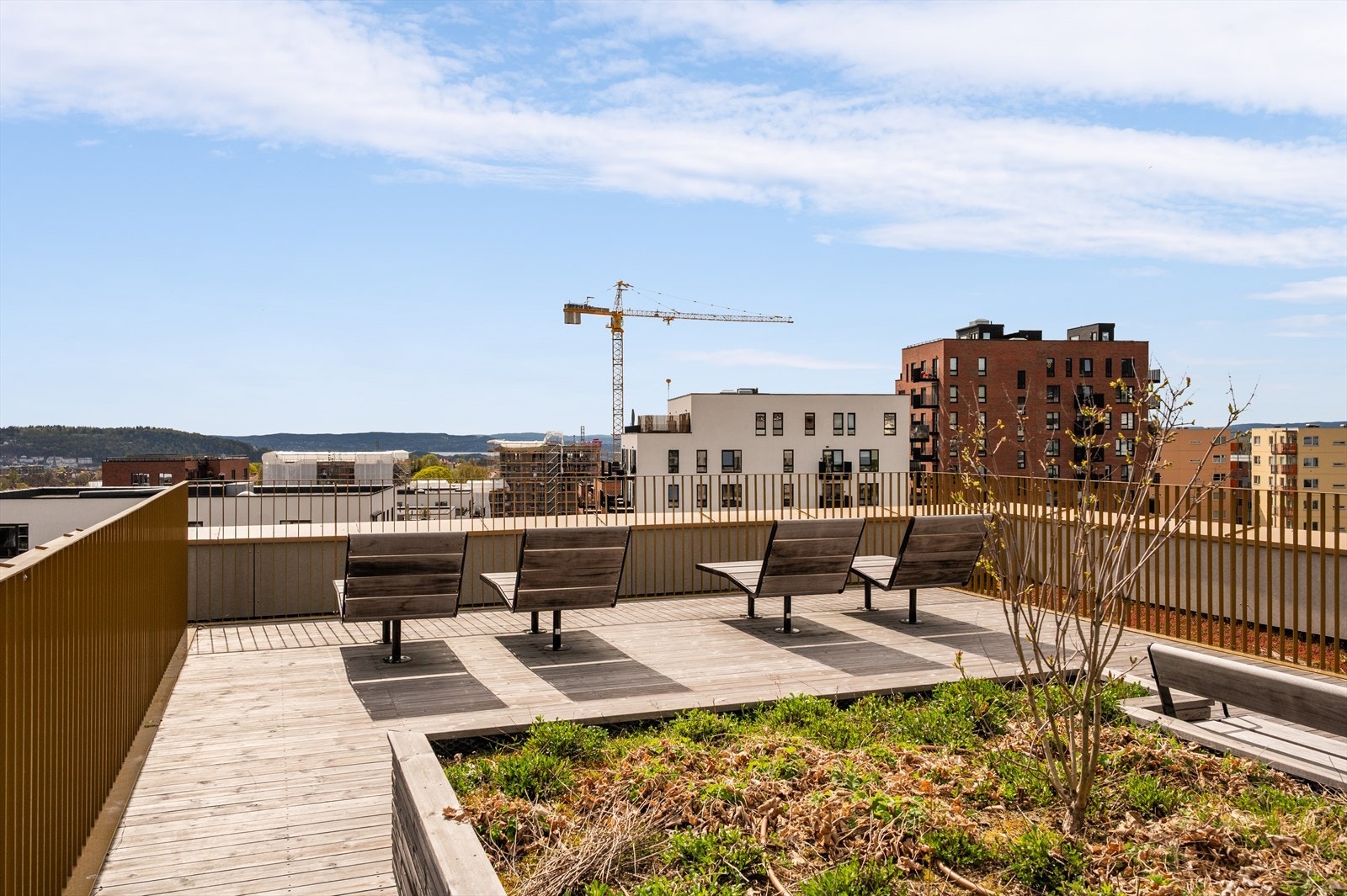 Fantastisk felles takterrasse med nydelig utsikt kun noen etasjer opp. Galleribilde