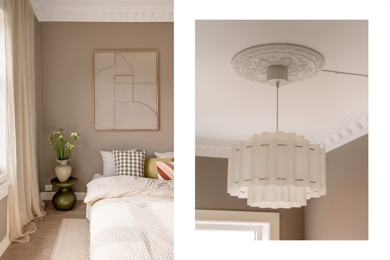 Både hovedsoverom og øvrig soverom er renovert med nye overflater og understreker boligens elegante estetiske uttrykk. Galleribilde