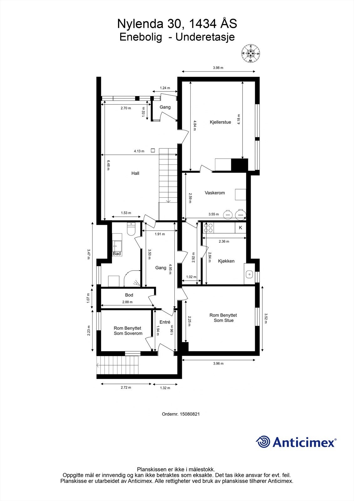 Underetasjen har en fleksibel planløsning med egen inngang, bad, kjøkken, hall og flere innredede rom. Bruksendring av enkelte rom er søknadspliktig dersom de skal benyttes til varig opphold. Galleribilde