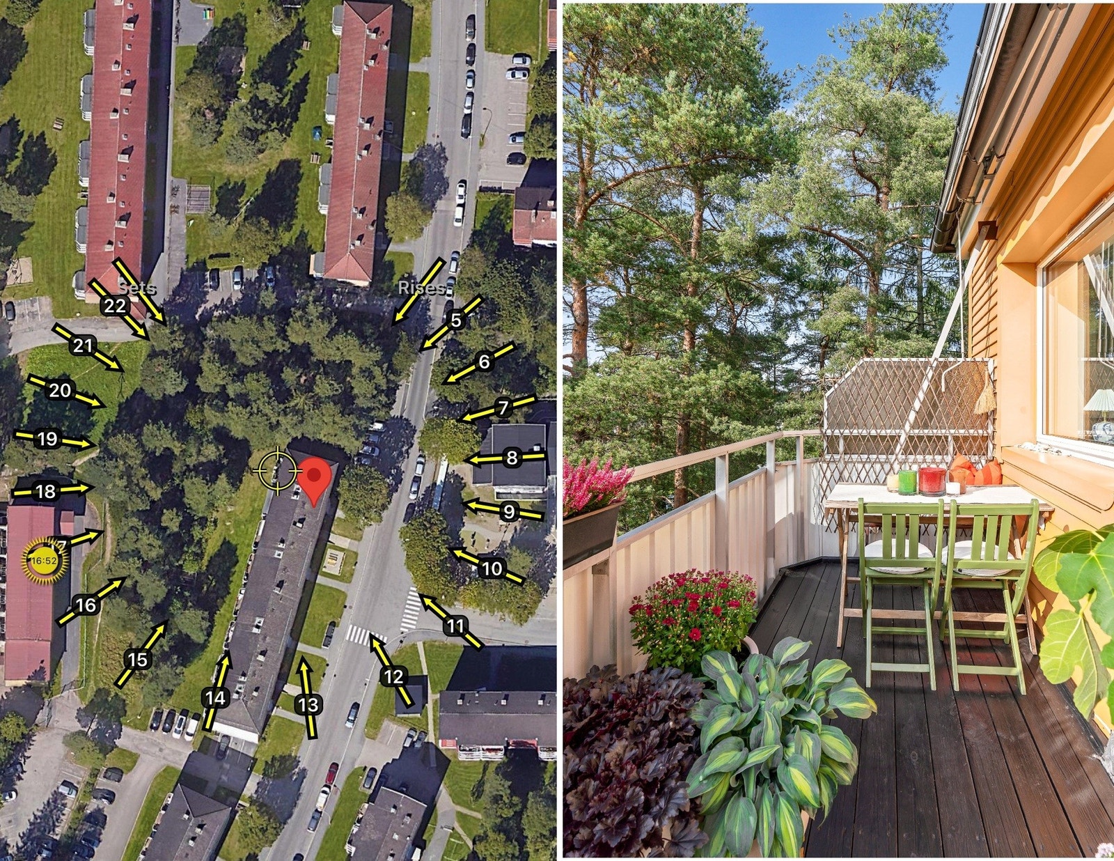 Den vestvendte beliggenheten sørger for gode solforhold på balkongen. Galleribilde