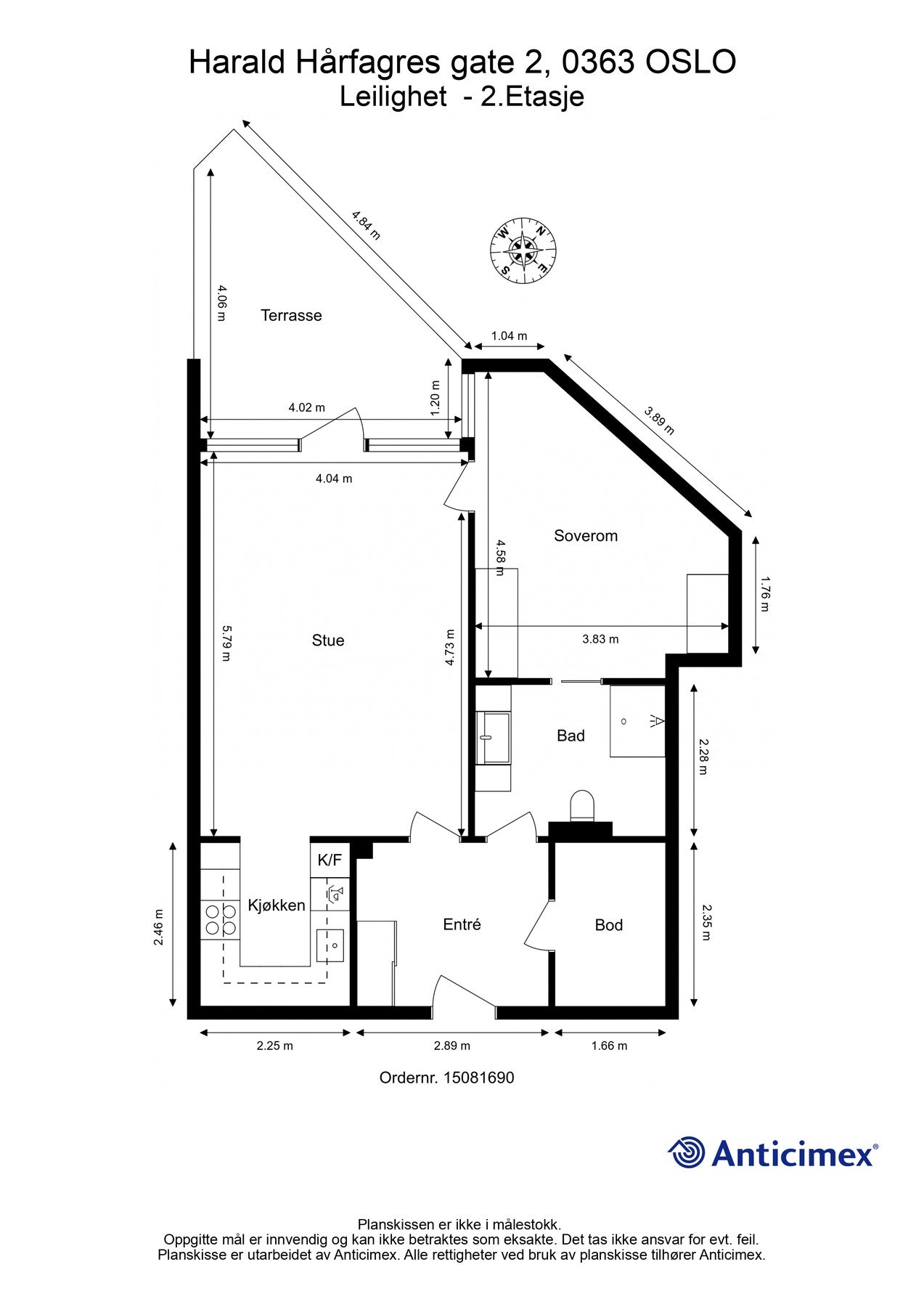 For en ekstra liten oversikt får du først se plantegningen over leiligheten. Galleribilde