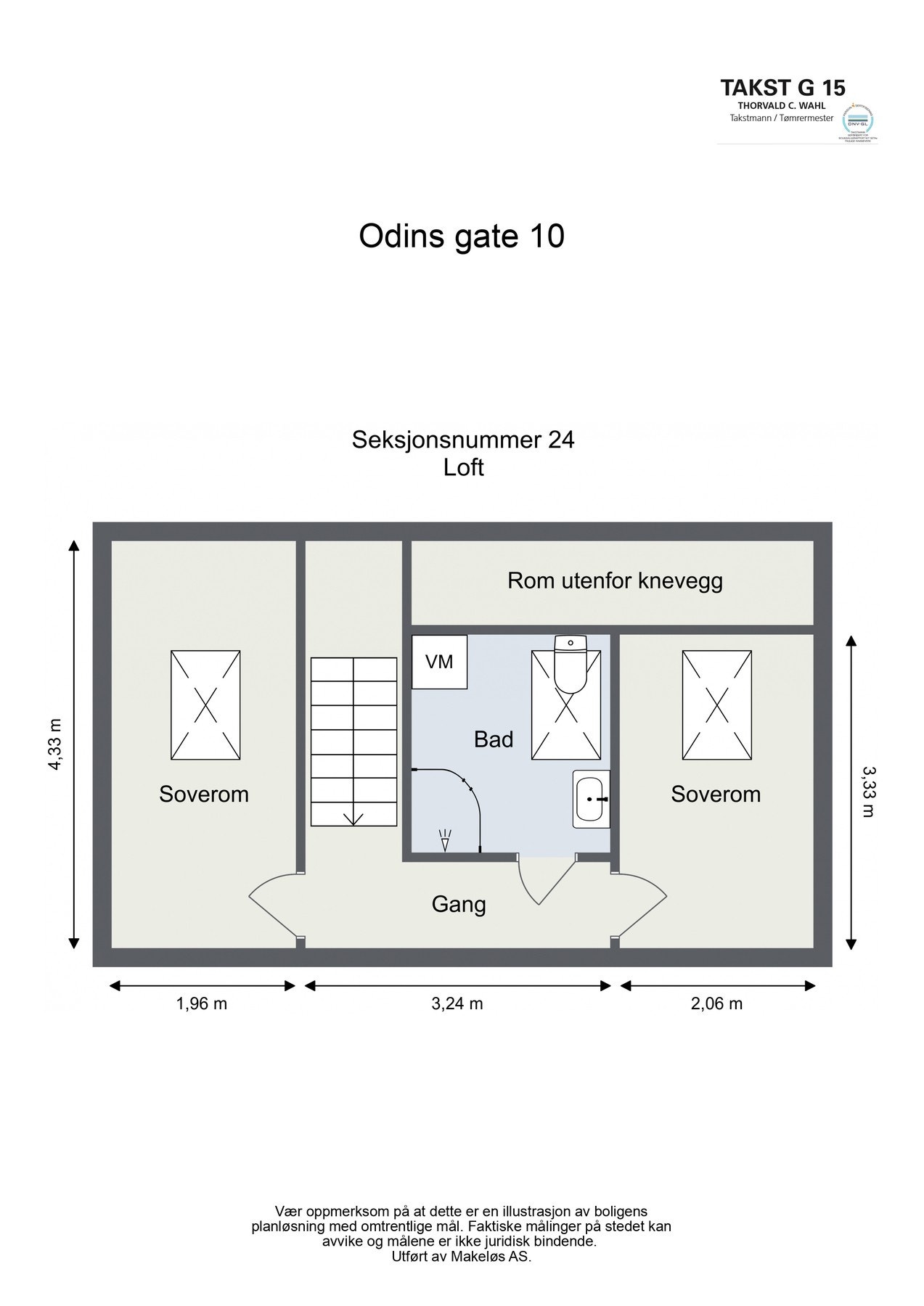 Plantegning loftsetasje Galleribilde