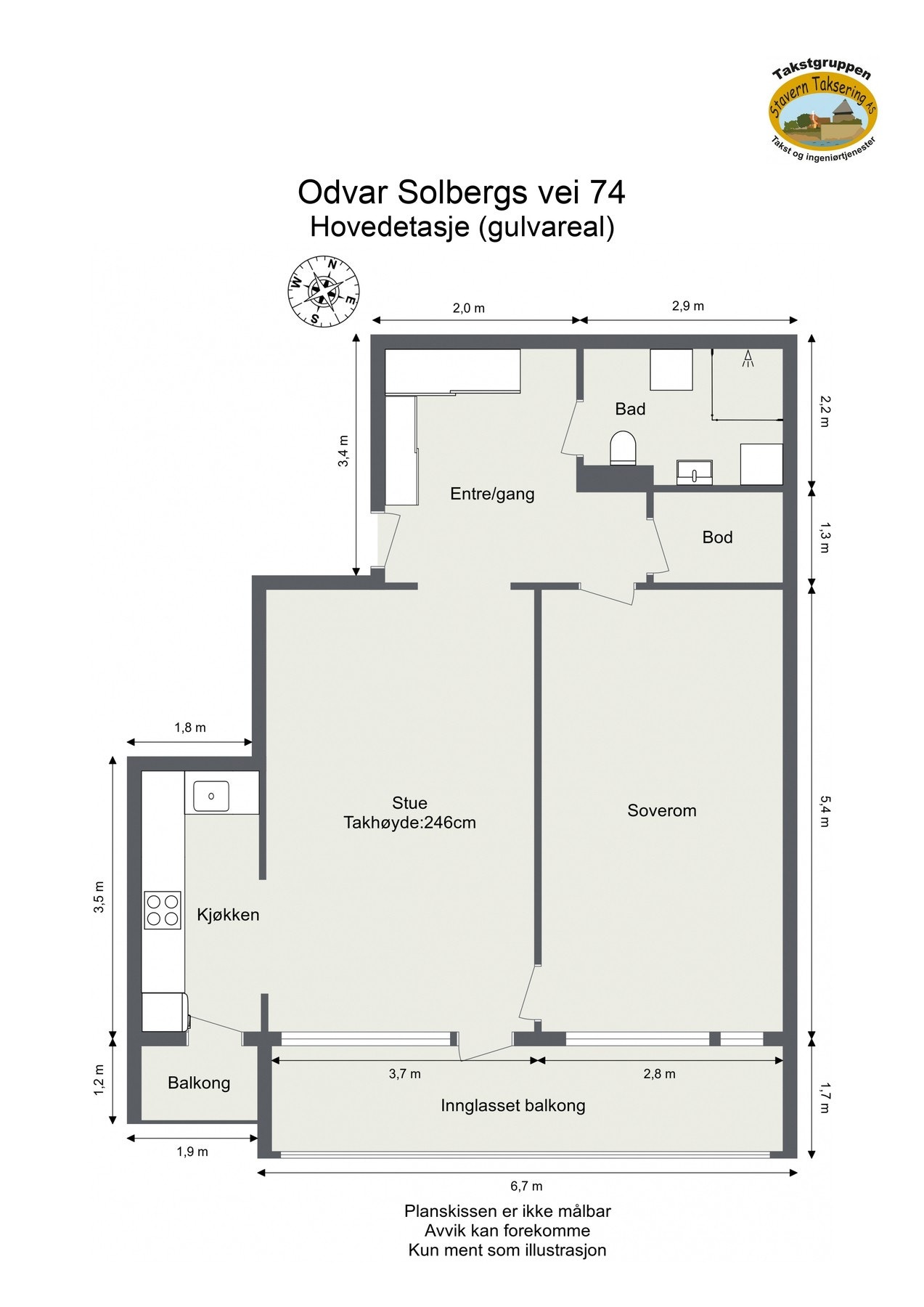 Oppmålt planløsning Galleribilde