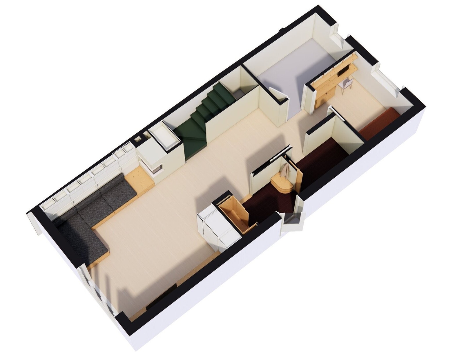 Skisseprosjekt for mulig ombygging av 1.etg. utarbeidet av Vollset Landmark Arkitekter As. Galleribilde