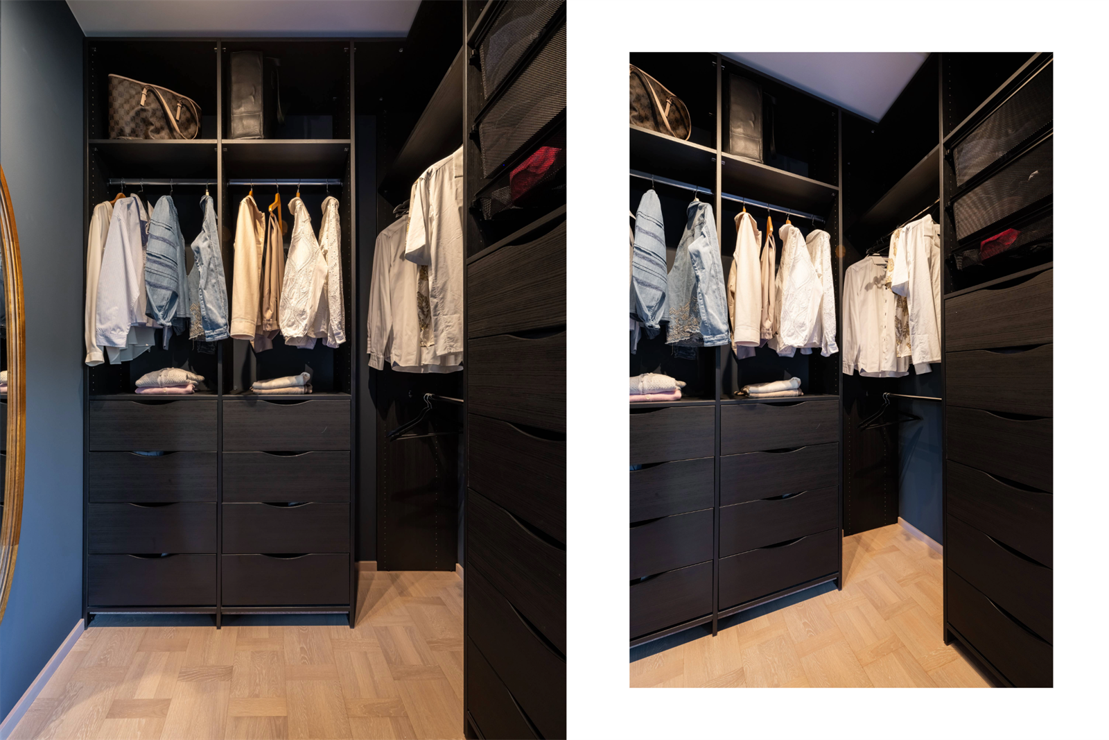 Romslig walk-in garderobe tilknyttet soverommet Galleribilde