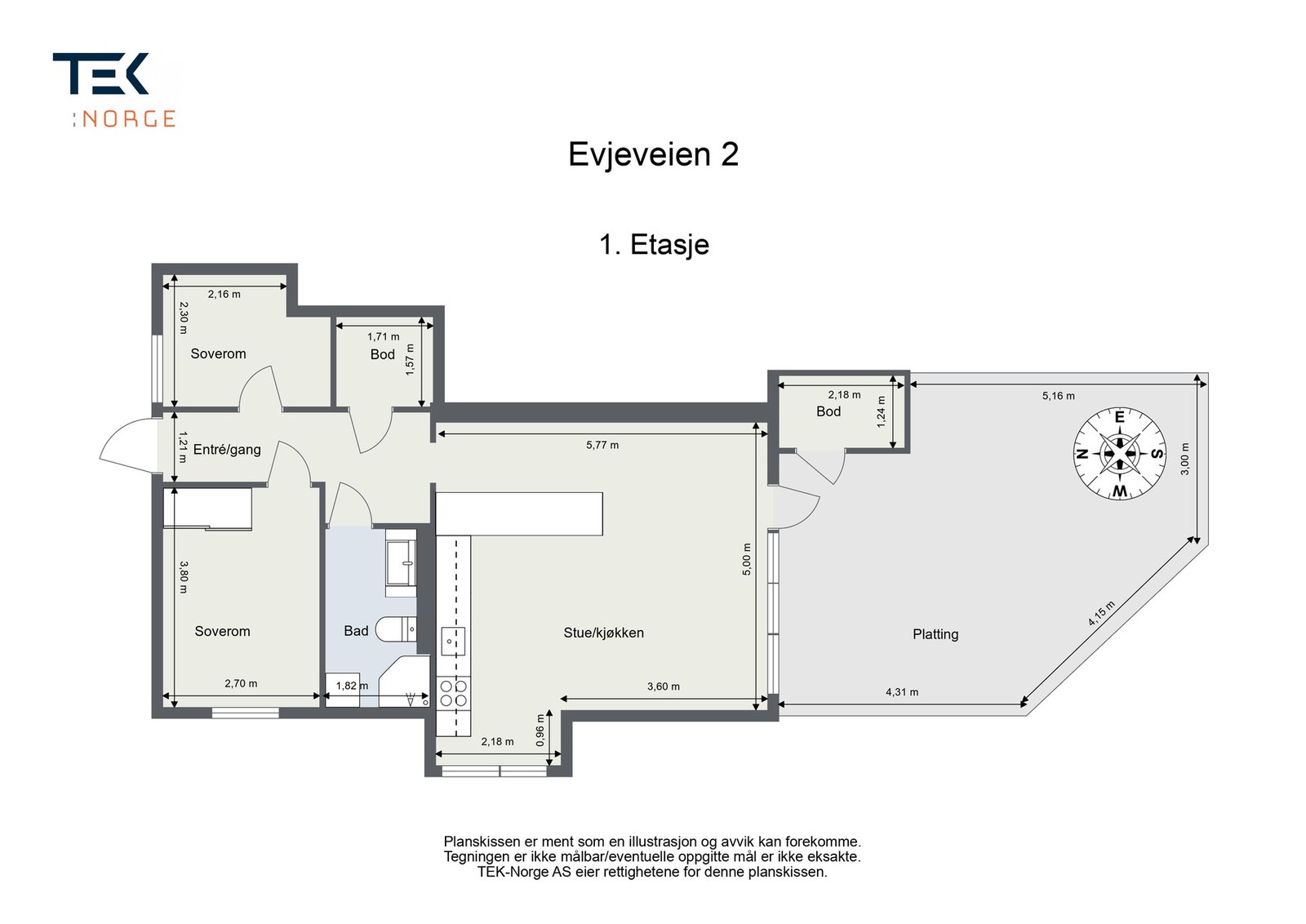 Plantegning, Evjeveien 2. Galleribilde