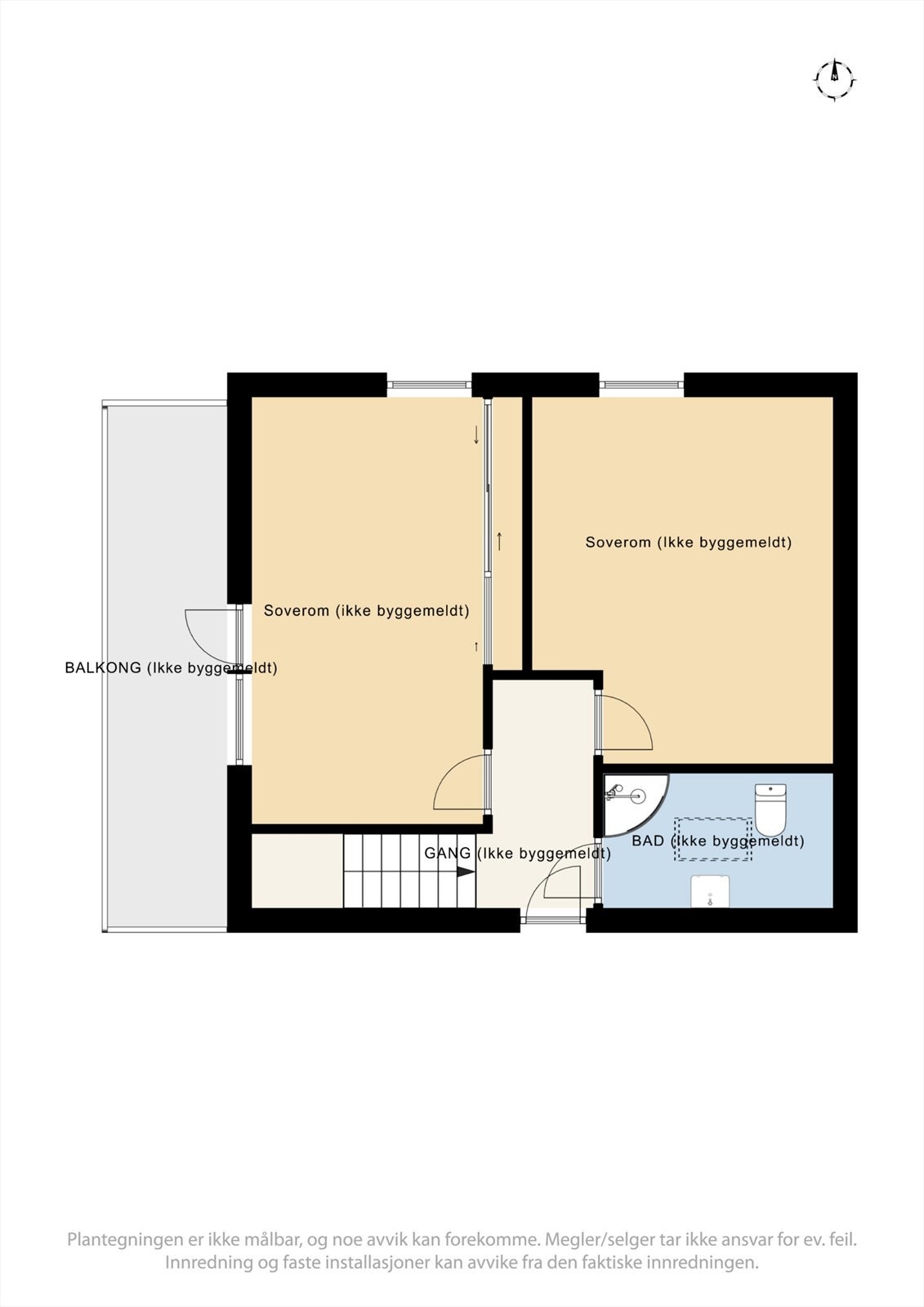 Plantegning 2. etasje (foreligger ikke byggetegninger for 2. etasje). Galleribilde