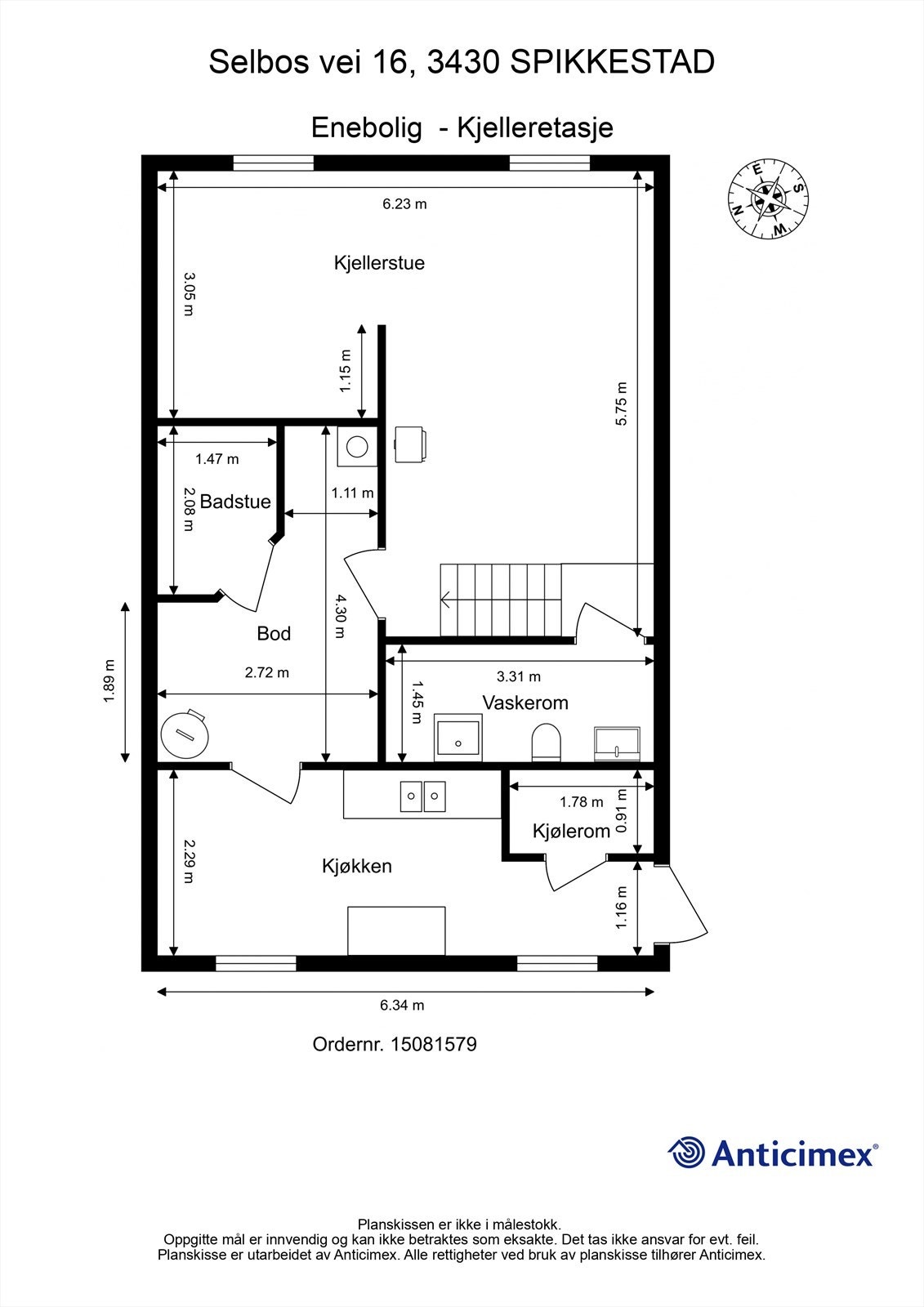 Plantegning kjeller - Kjeller er ikke godkjent til varig opphold Galleribilde