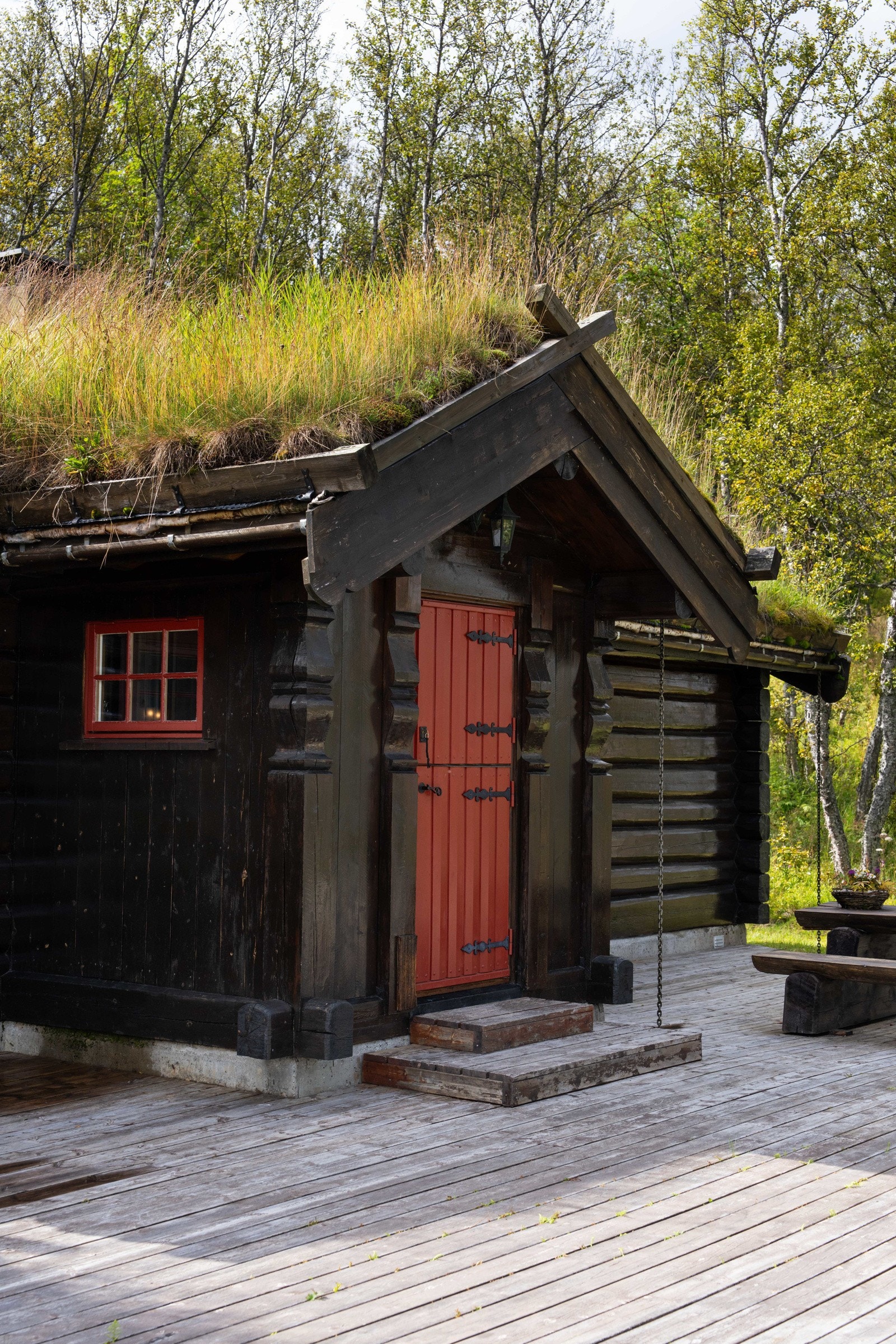 Inngangsparti. Det er to inn/utganger i hytta. Galleribilde