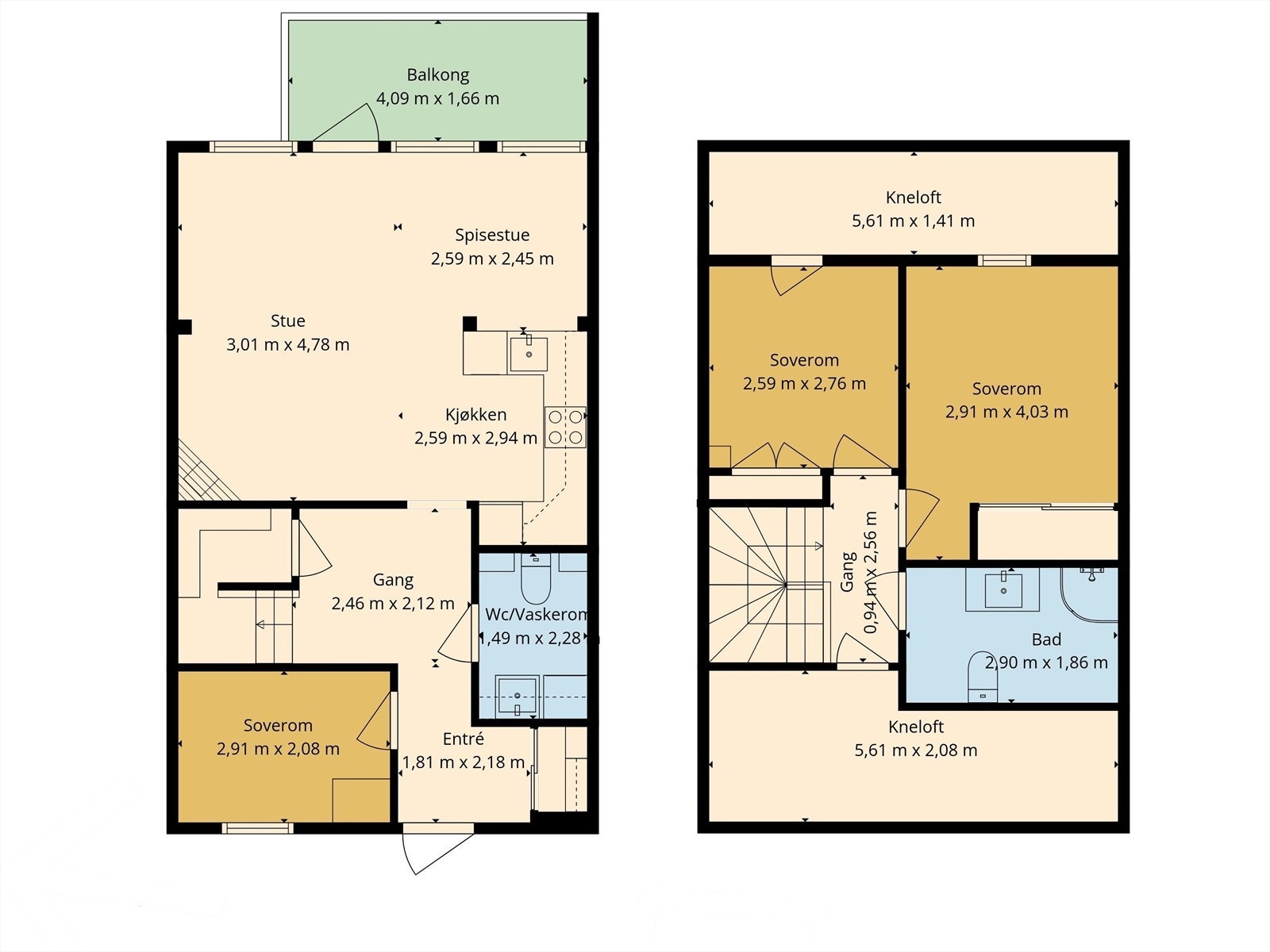 Plantegning 2 etasje og loftsetasje. Galleribilde