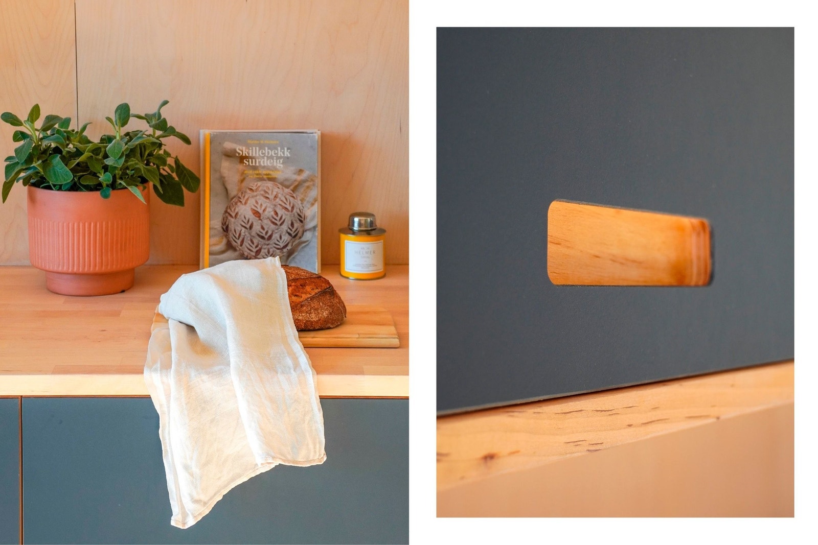 Detaljer i finér laget av møbelsnekker Galleribilde