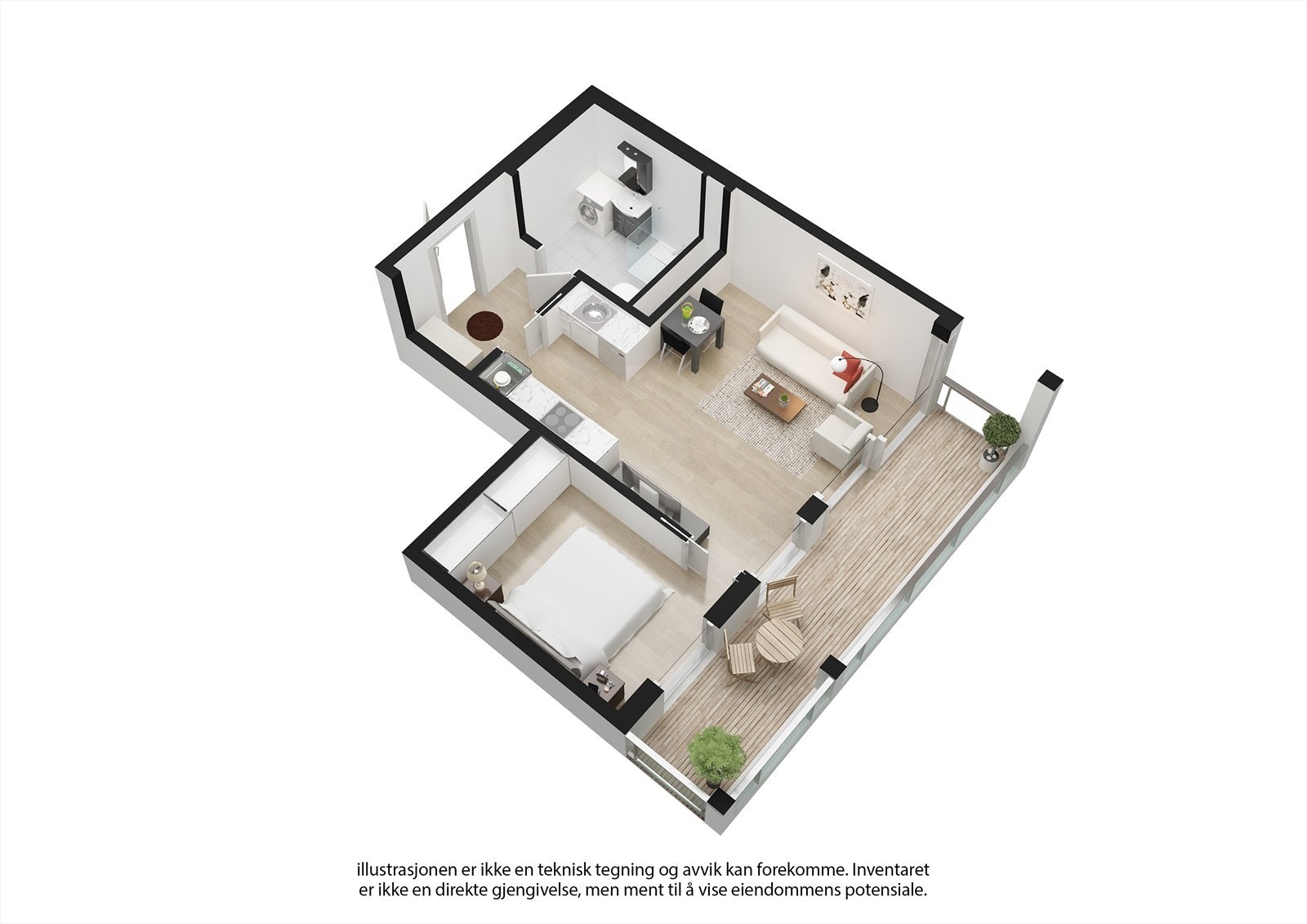 Se nyttige lenker: Illustrasjon av solforhold/utsikt, samt info interiør. Det er satt av plass til garderobe på soverom. Trykk på 360-ikon for å oppleve boligen virtuelt fra april 26. Galleribilde