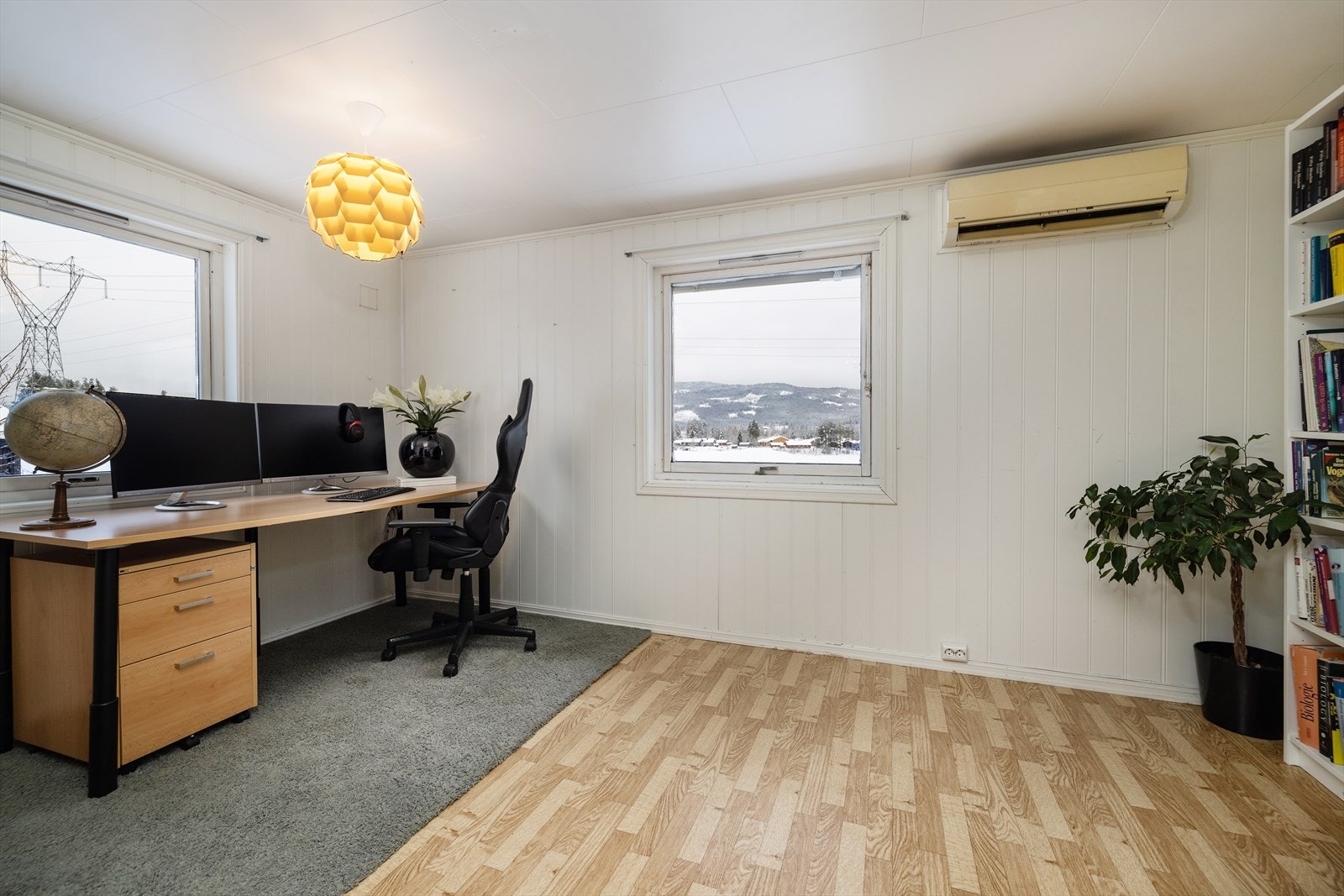 Vinduene med 2-lags isolerglass slipper inn godt med dagslys til arbeidsplassen. Galleribilde