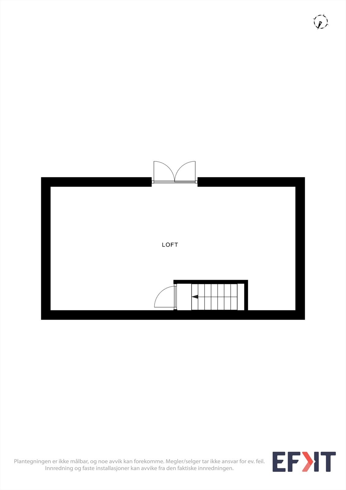 Plantegning for garasjens loft, som gir ytterligere 24 m² med lagringsplass. Galleribilde