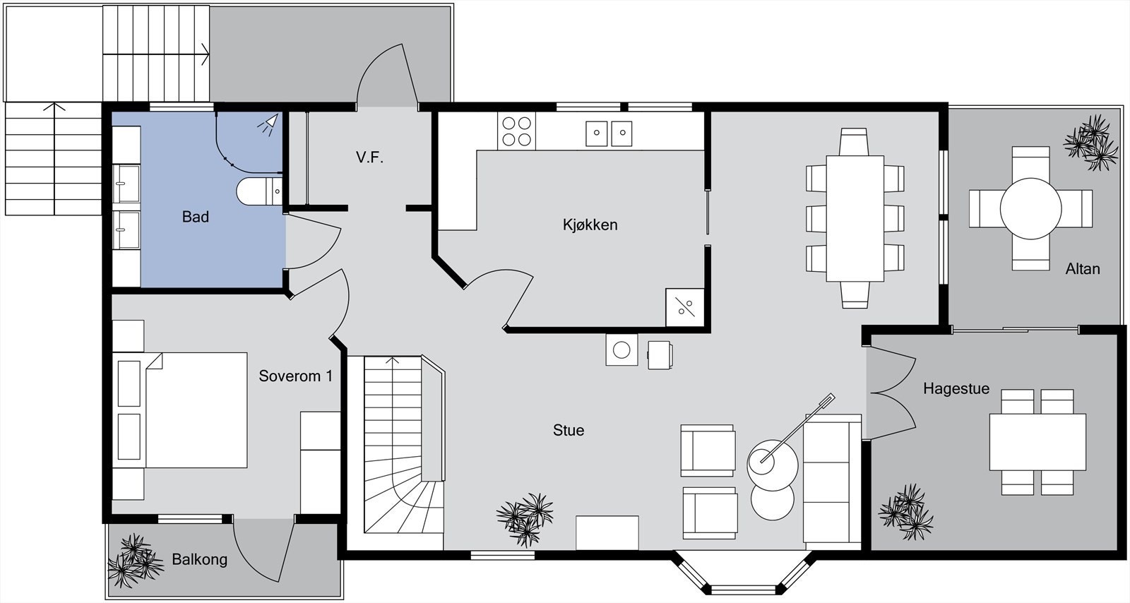 Planløsning 1. etasje Galleribilde