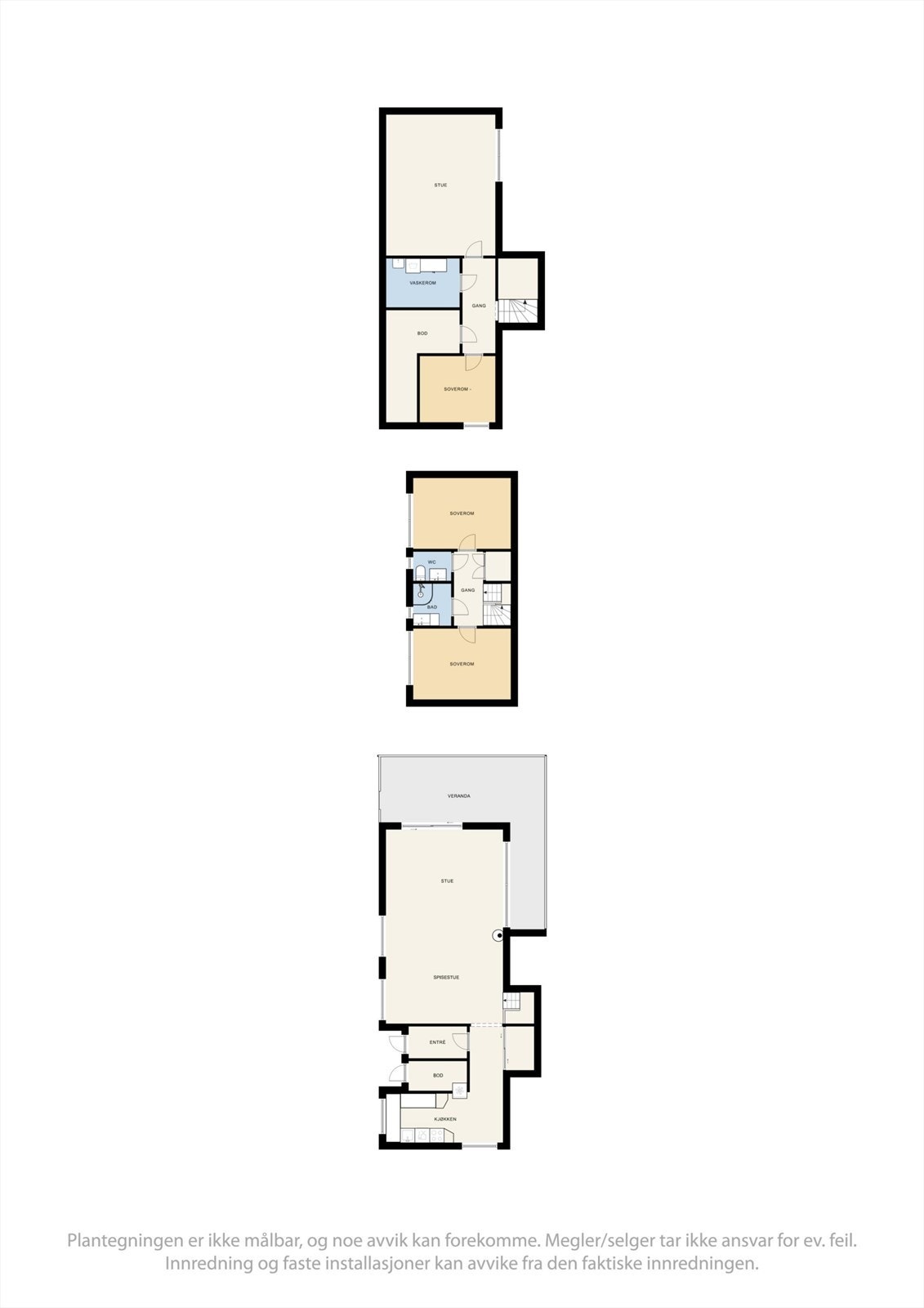 Boligen har et samlet internt bruksareal på 157 m² fordelt over to halvplan og kjeller. Galleribilde