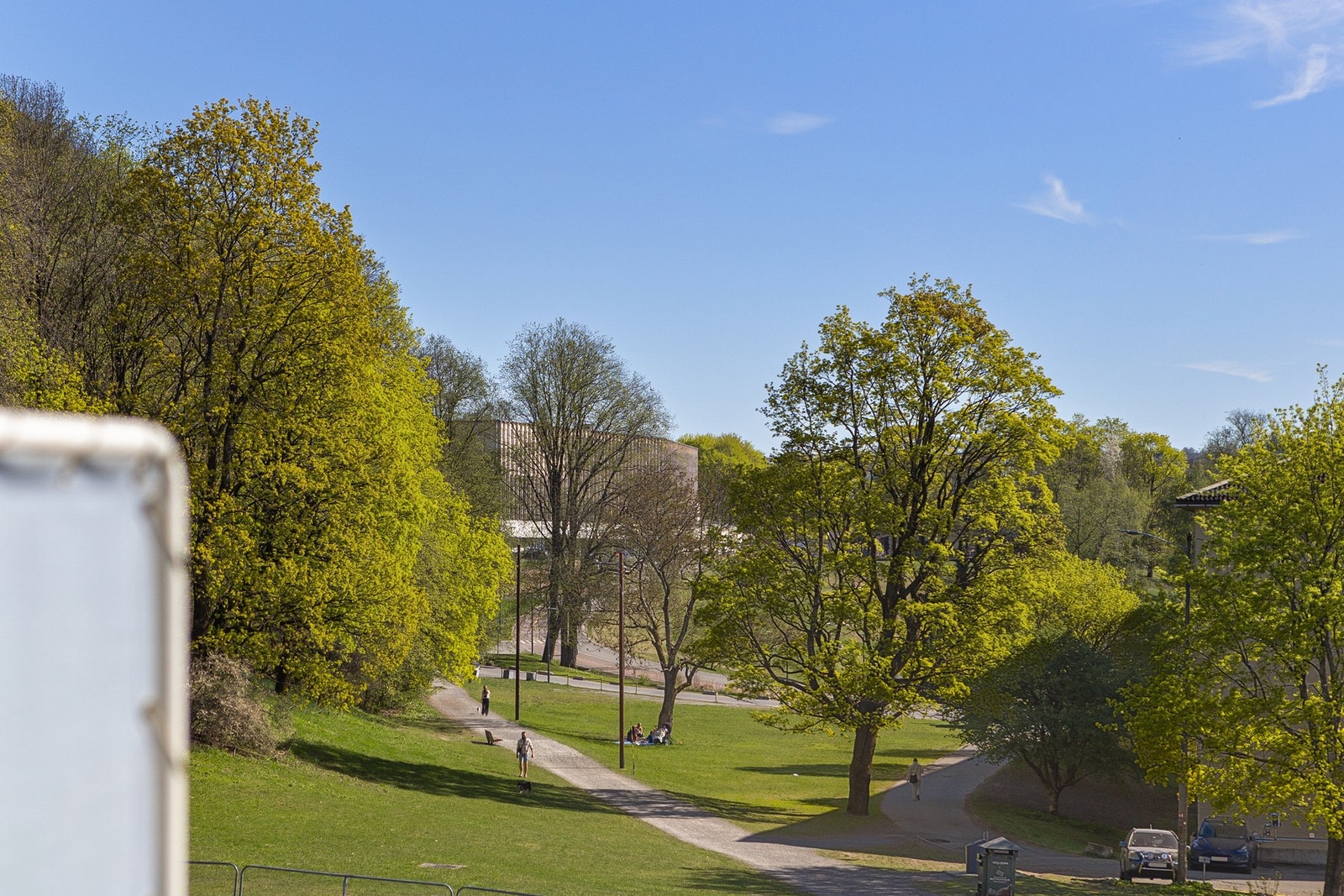 Flott utsikt mot parken. Her ligger blant annet det nye Tøyenbadet. I området er det også mange fine parkdrag, som for eksempel Botanisk hage. Galleribilde