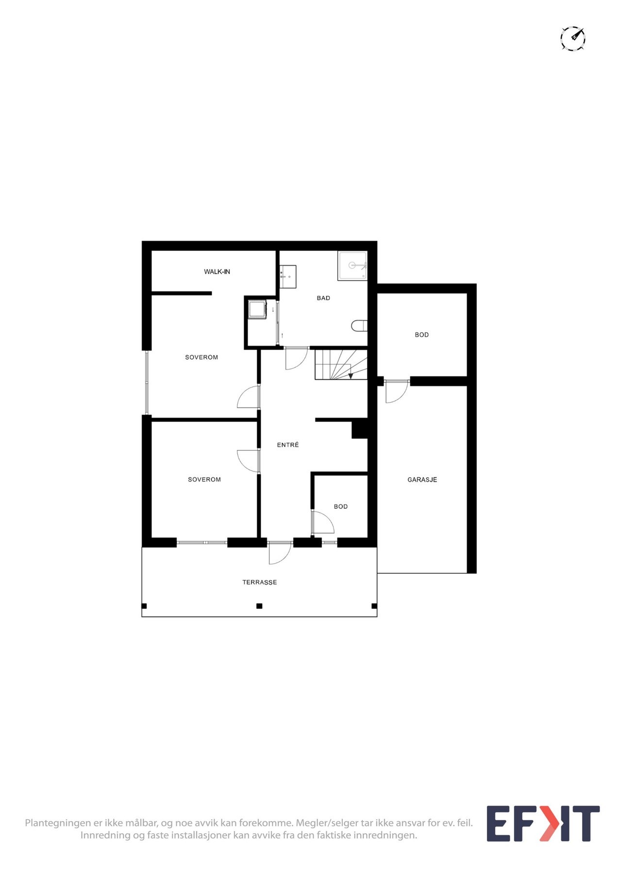 Plantegning som viser boligens 1. etasje. Galleribilde