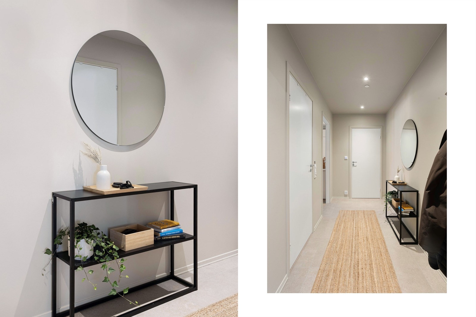 Her er det god plass til å henge fra seg yttertøyet og sette fra seg sko. På gulvet er det lagt fliser med varmekabler, svært praktisk i en hektisk hverdag! Galleribilde