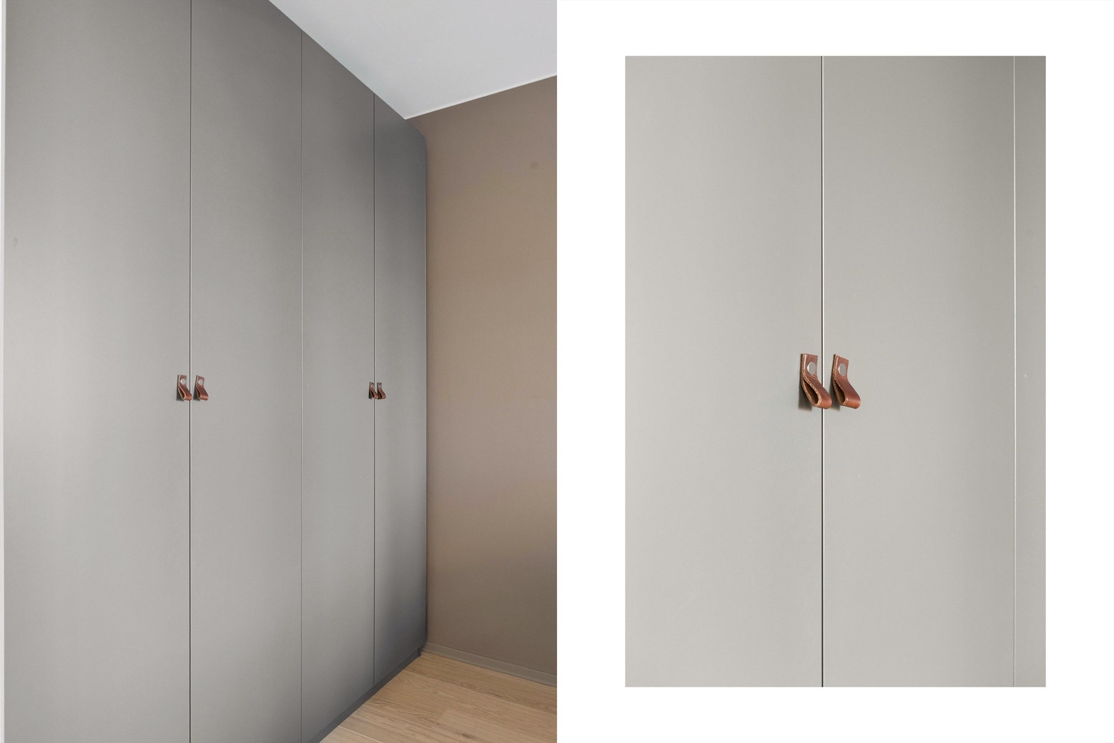 Det er rikelig med oppbevaringsplass i et romslig garderobeskap. Galleribilde