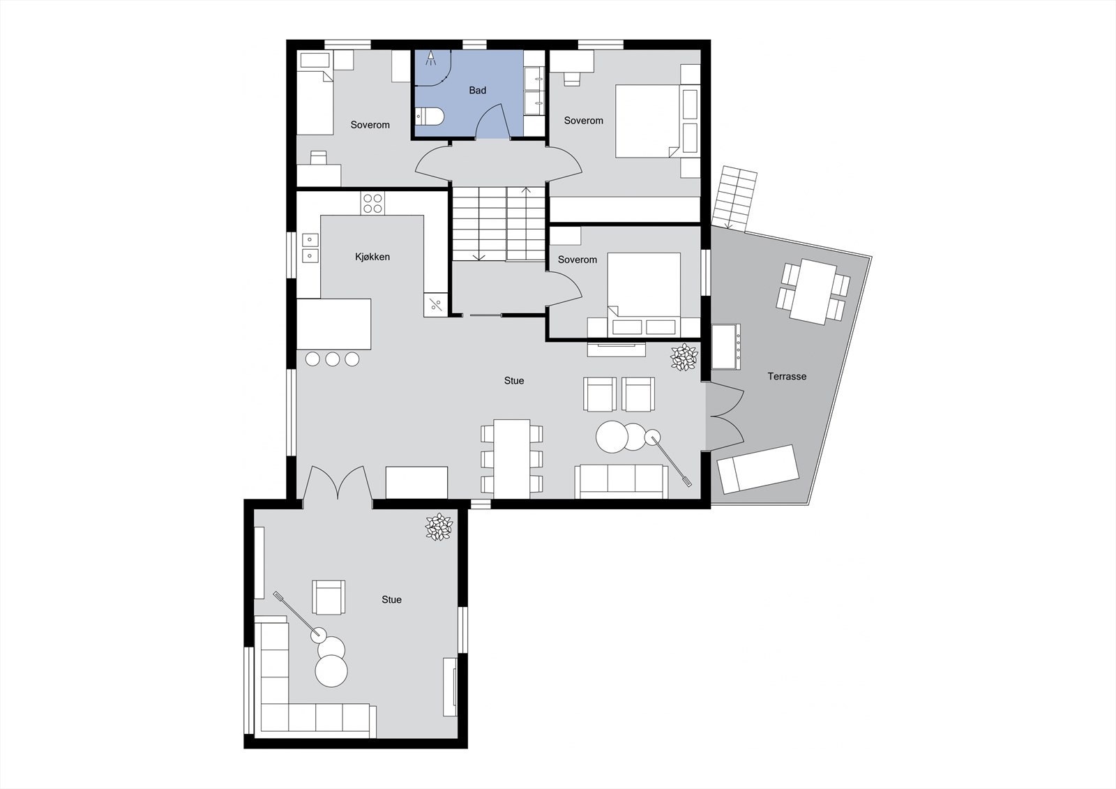 Plantegning 1. etasje/hovedetasje. Galleribilde