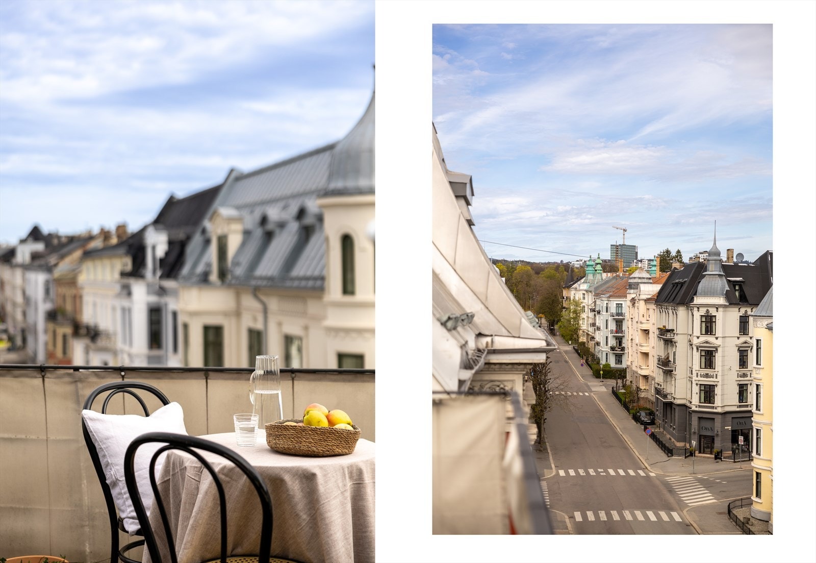 Utsikt over byens tak og Frognerparken i enden av gaten Galleribilde